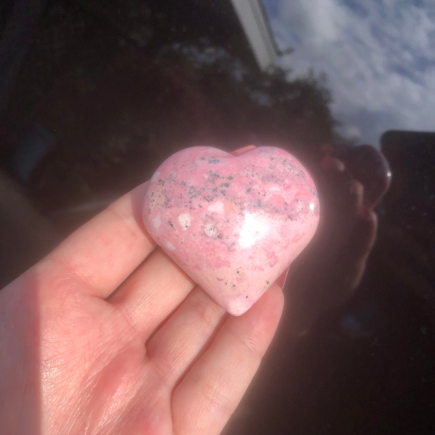 High Grade Pink Rhodonite Heart from Peru