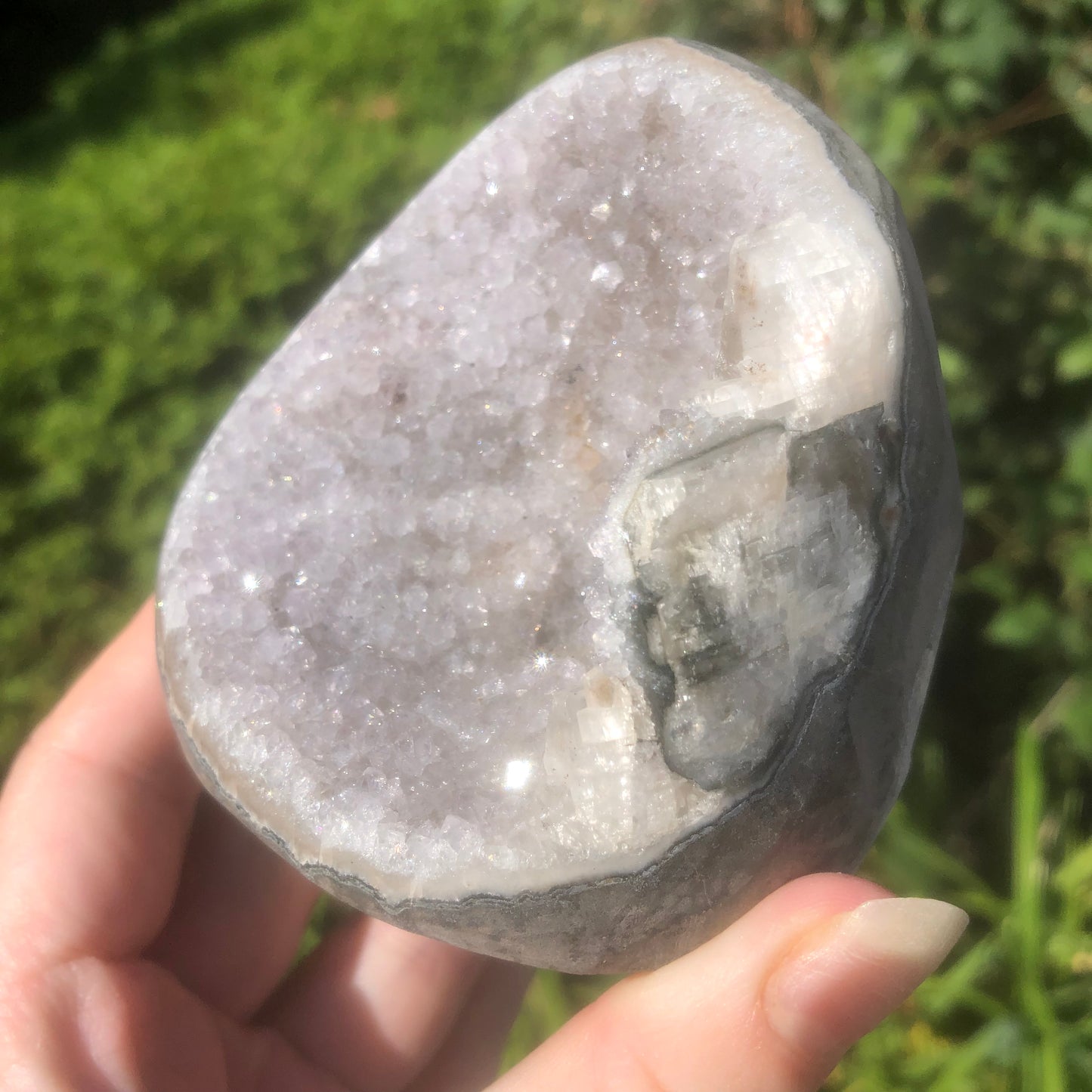 Natural Gray Druzy Amethyst with Calcite