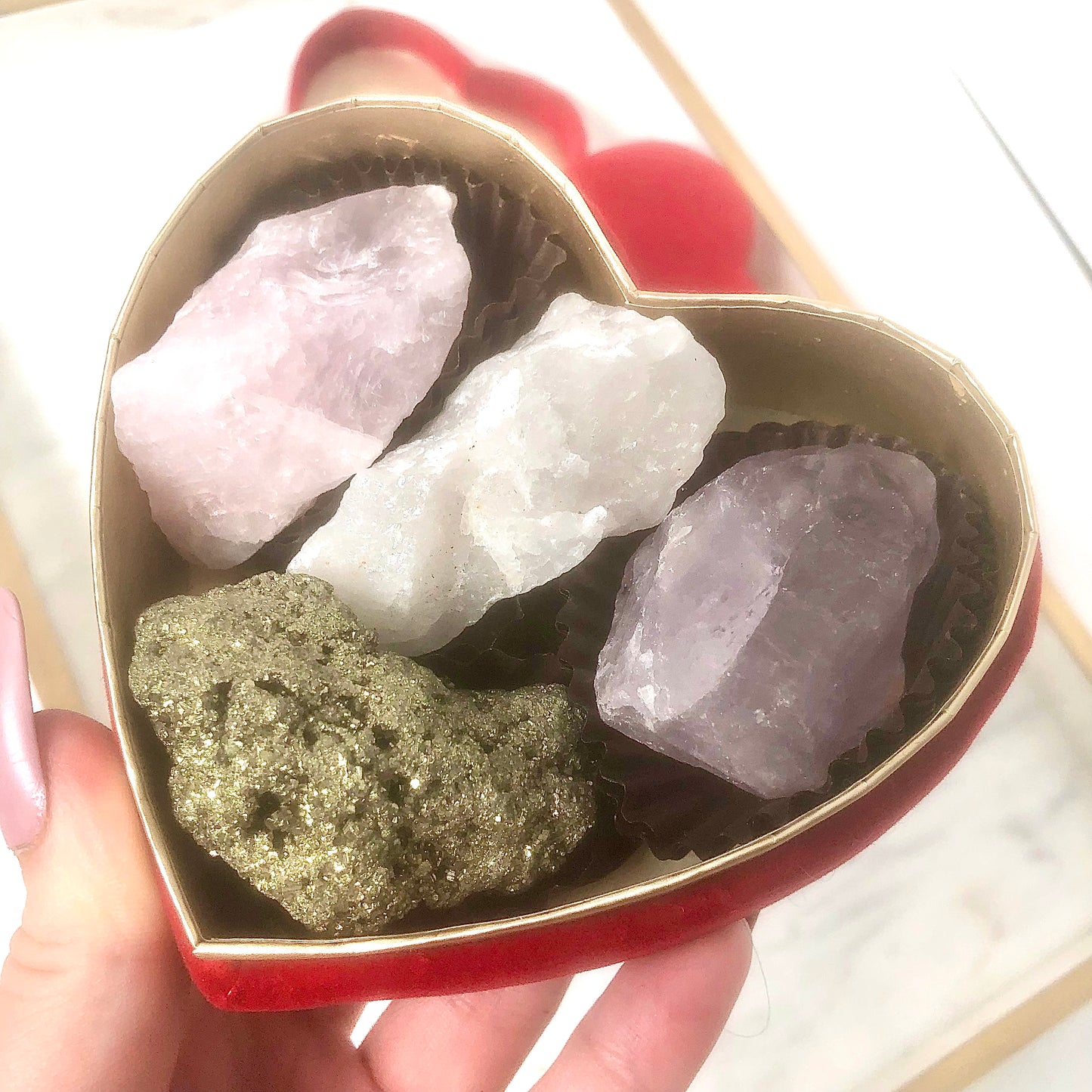 Velvet Heart Valentine Crystal Cluster Gift Set