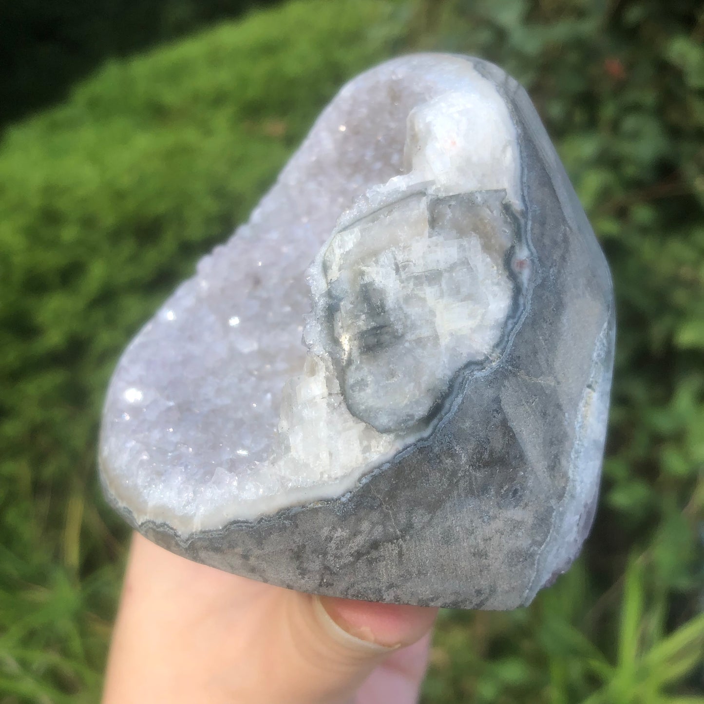 Natural Gray Druzy Amethyst with Calcite