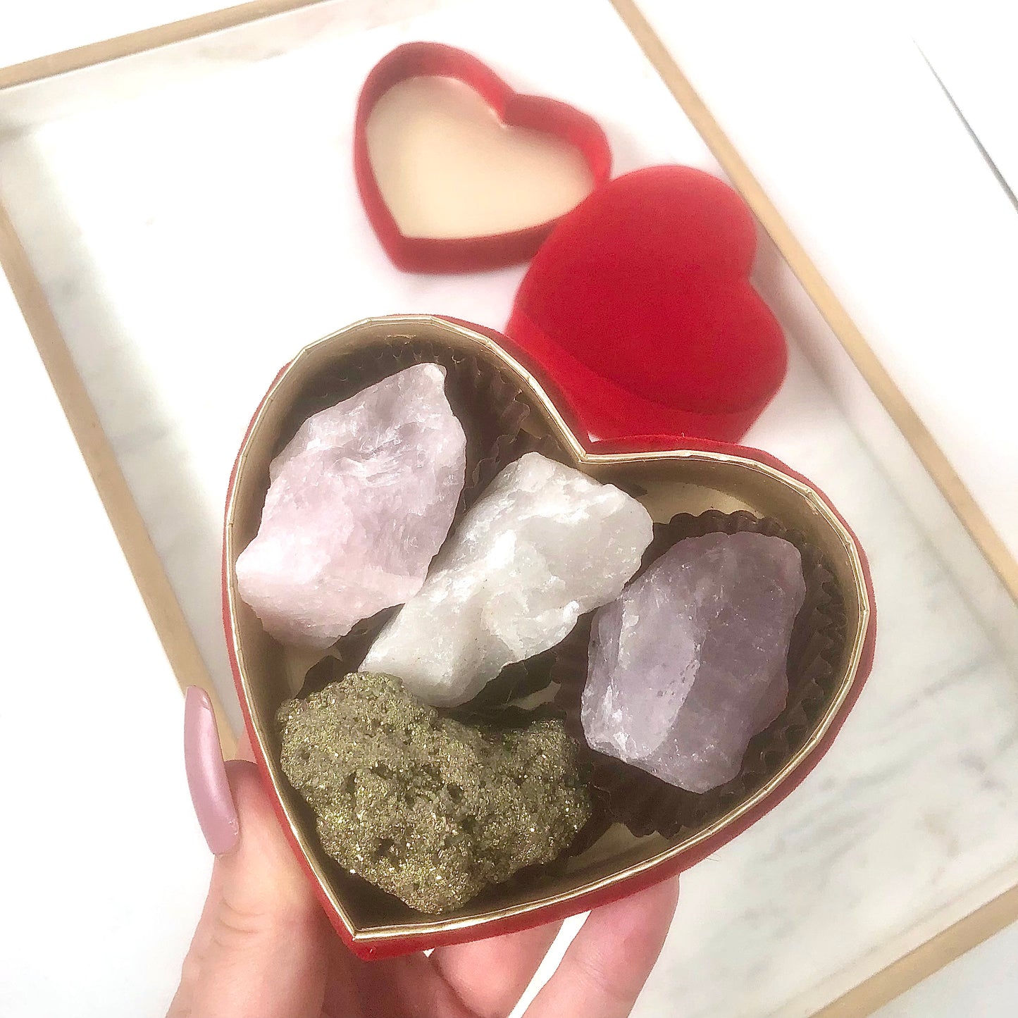Velvet Heart Valentine Crystal Cluster Gift Set