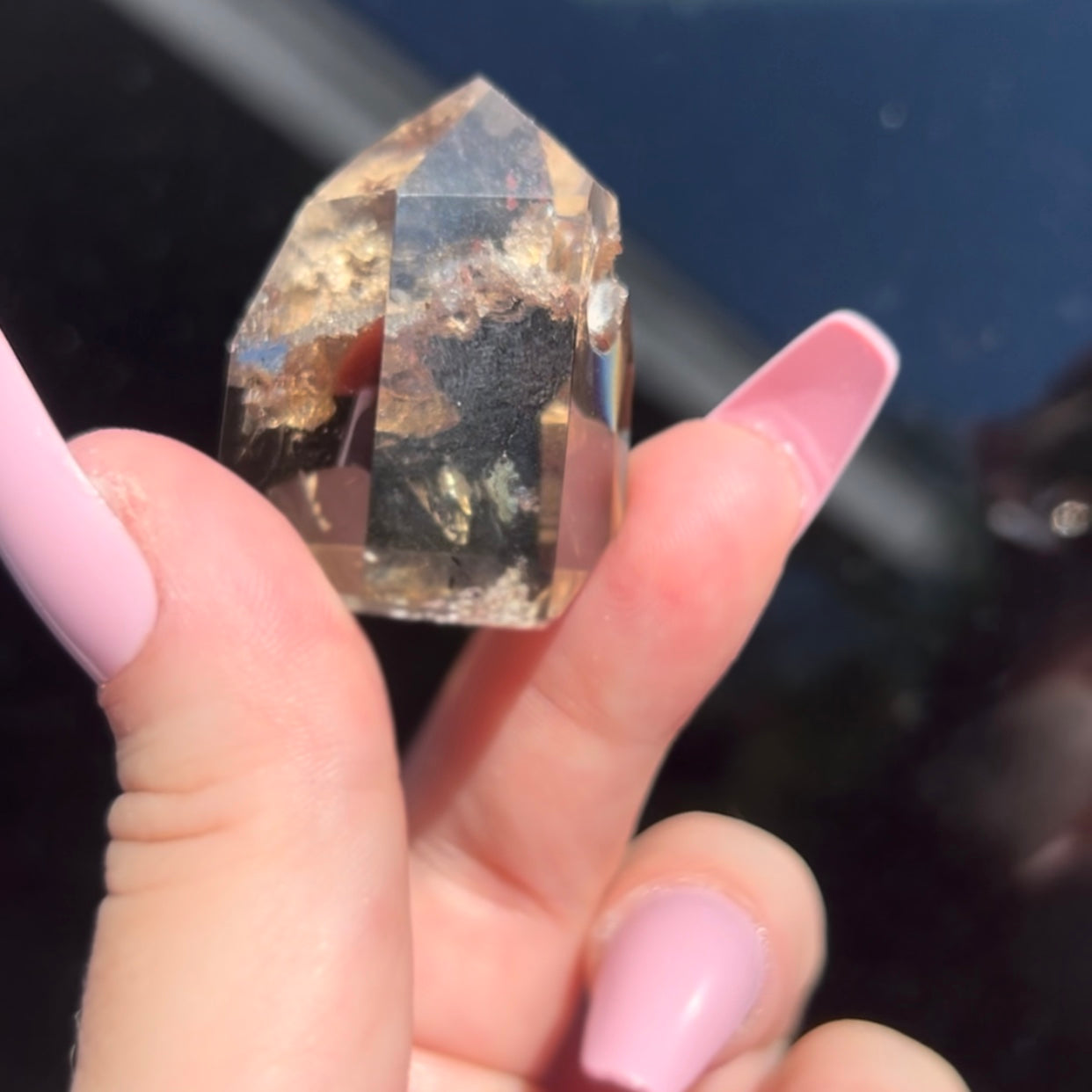 High Grade Lodolite Garden Quartz Point from Brazil