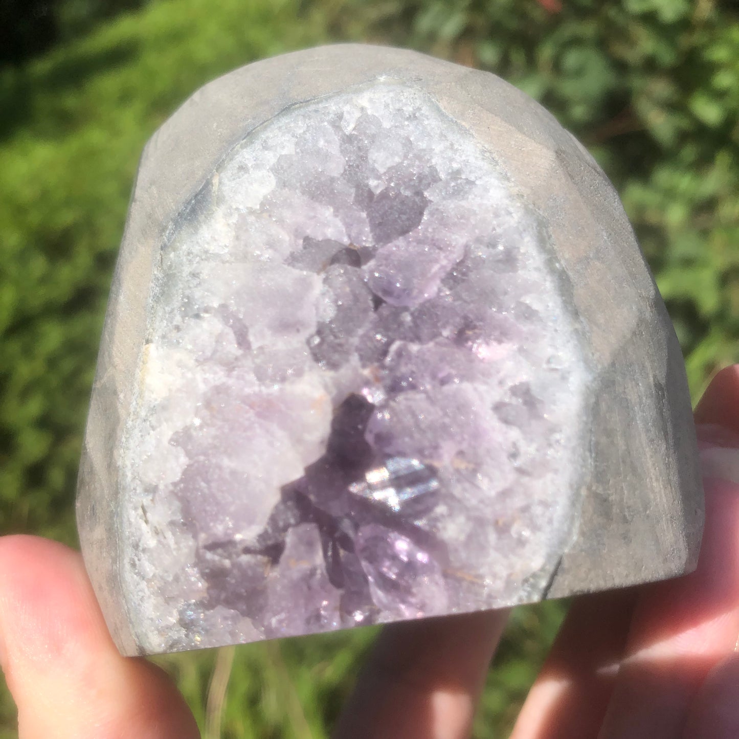 Natural Gray Druzy Amethyst with Calcite