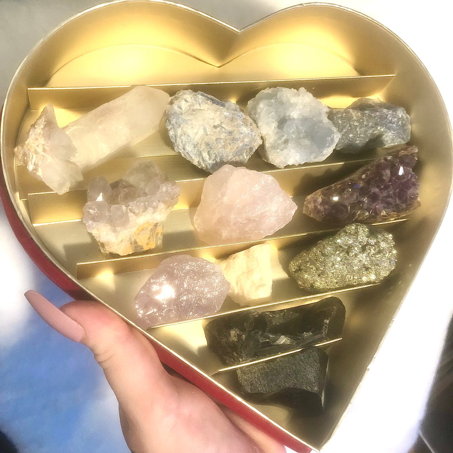 Large Velvet Heart Valentine Crystal Box Gift Set