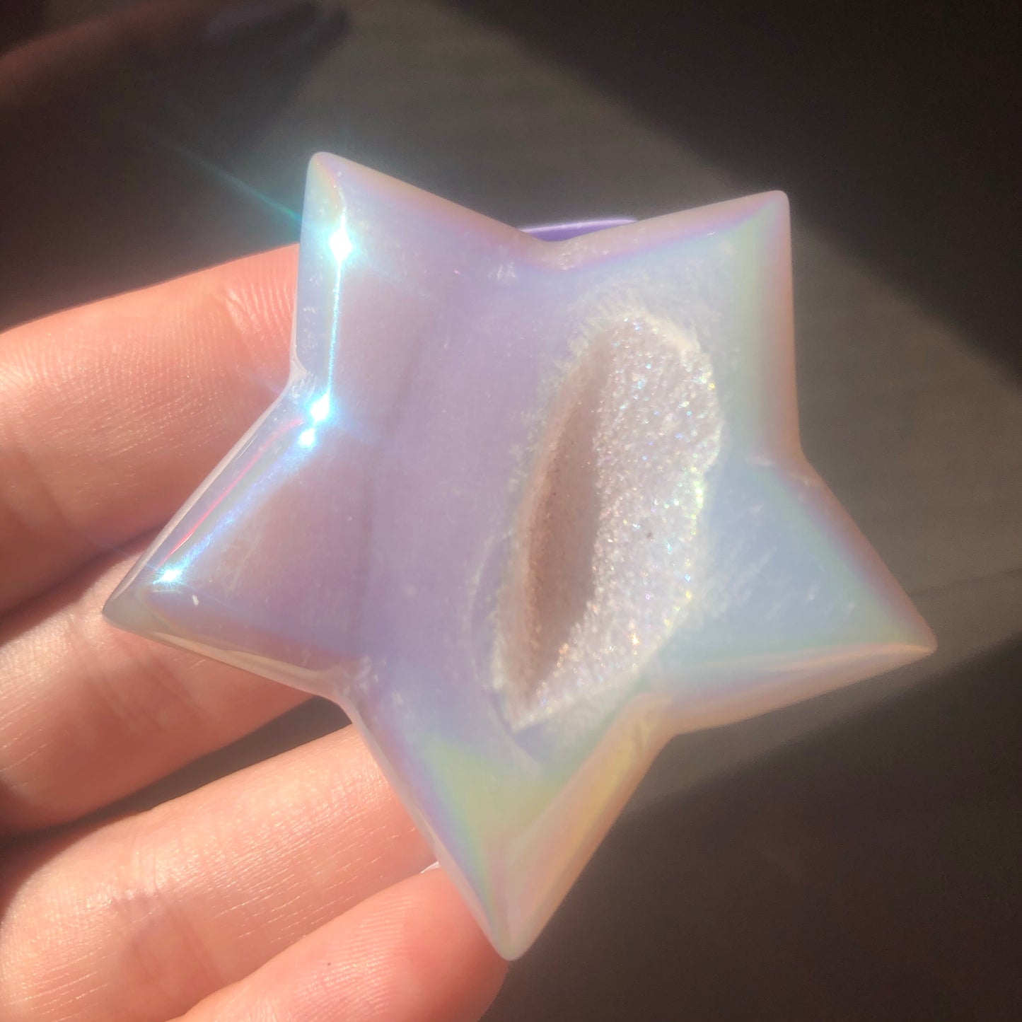 Aura Agate Star with Druzy