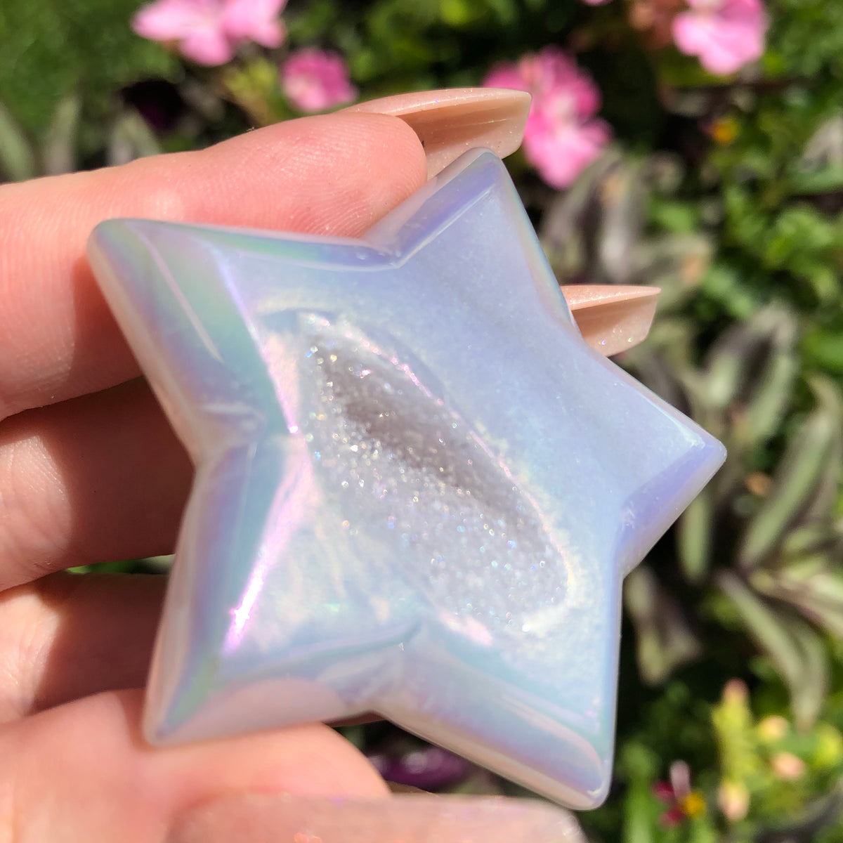 Aura Agate Star with Druzy