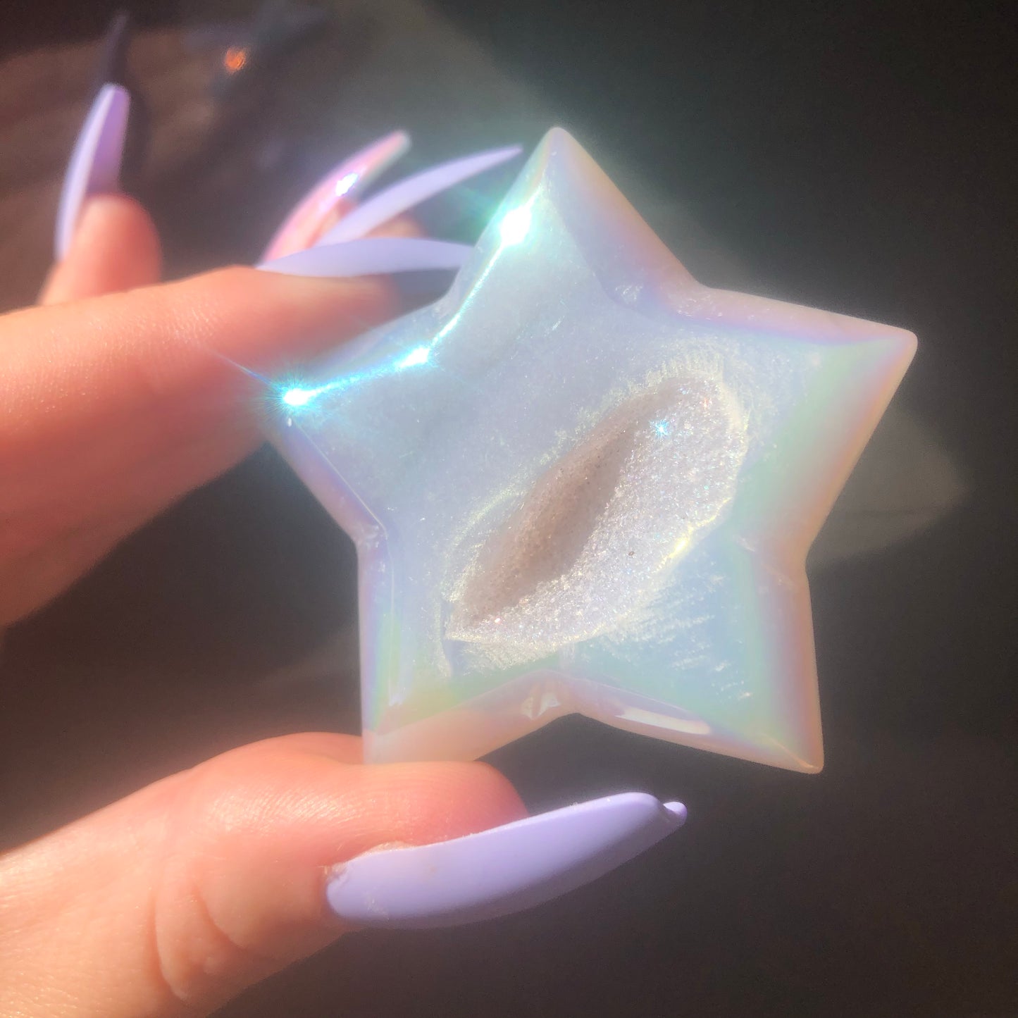 Aura Agate Star with Druzy