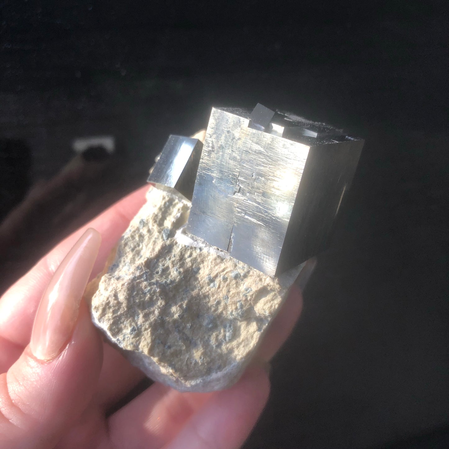 Natural Pyrite Cube on Matrix