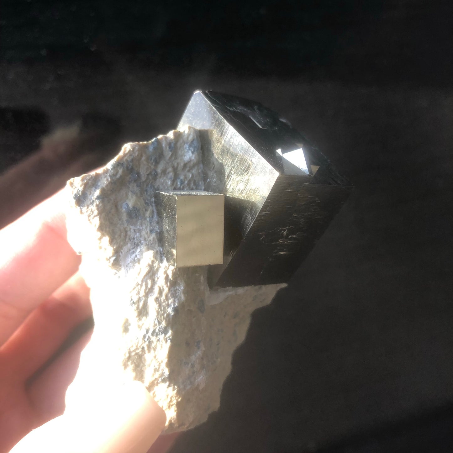 Natural Pyrite Cube on Matrix