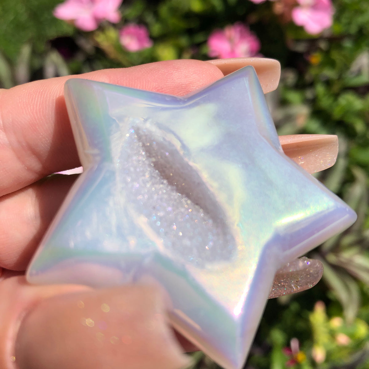 Aura Agate Star with Druzy