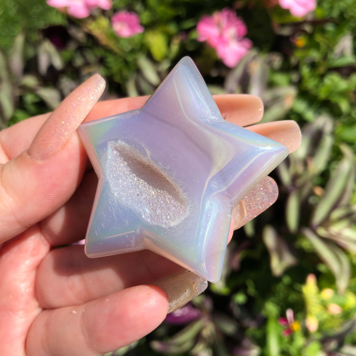 Aura Agate Star with Druzy