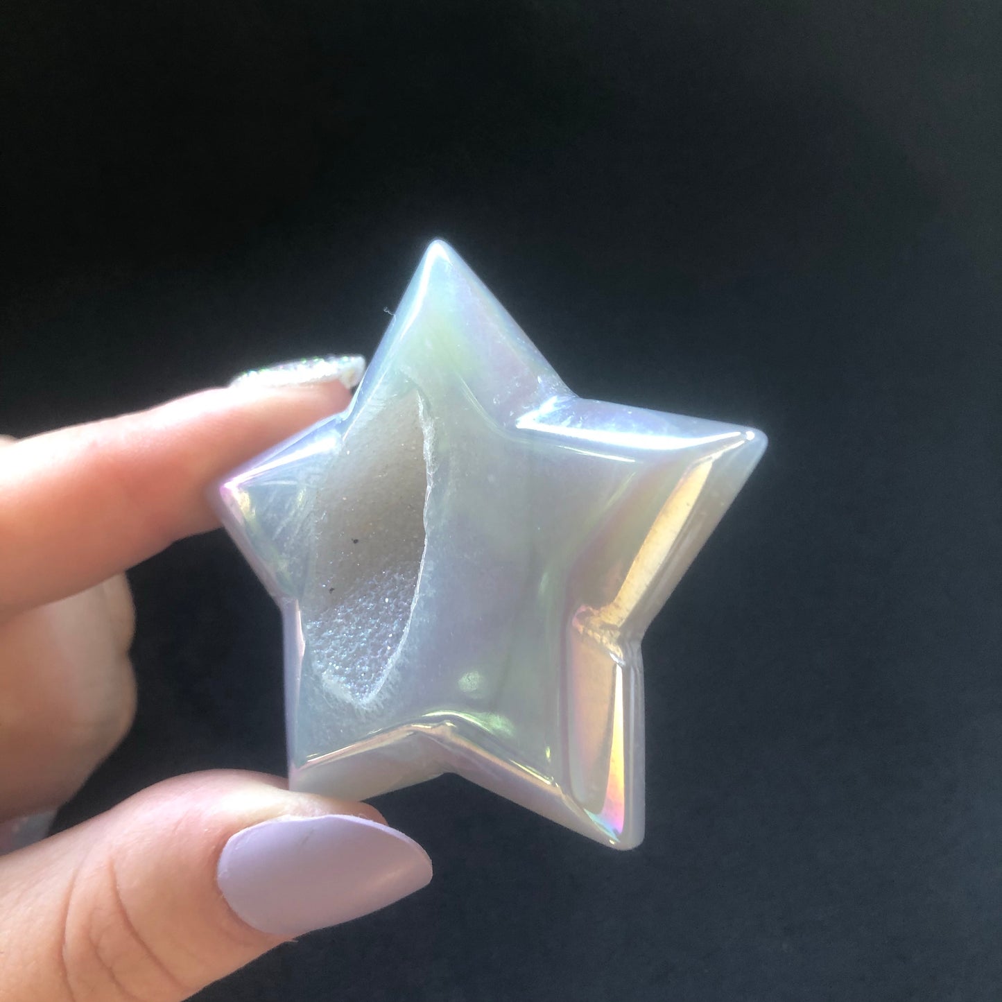 Aura Agate Star with Druzy