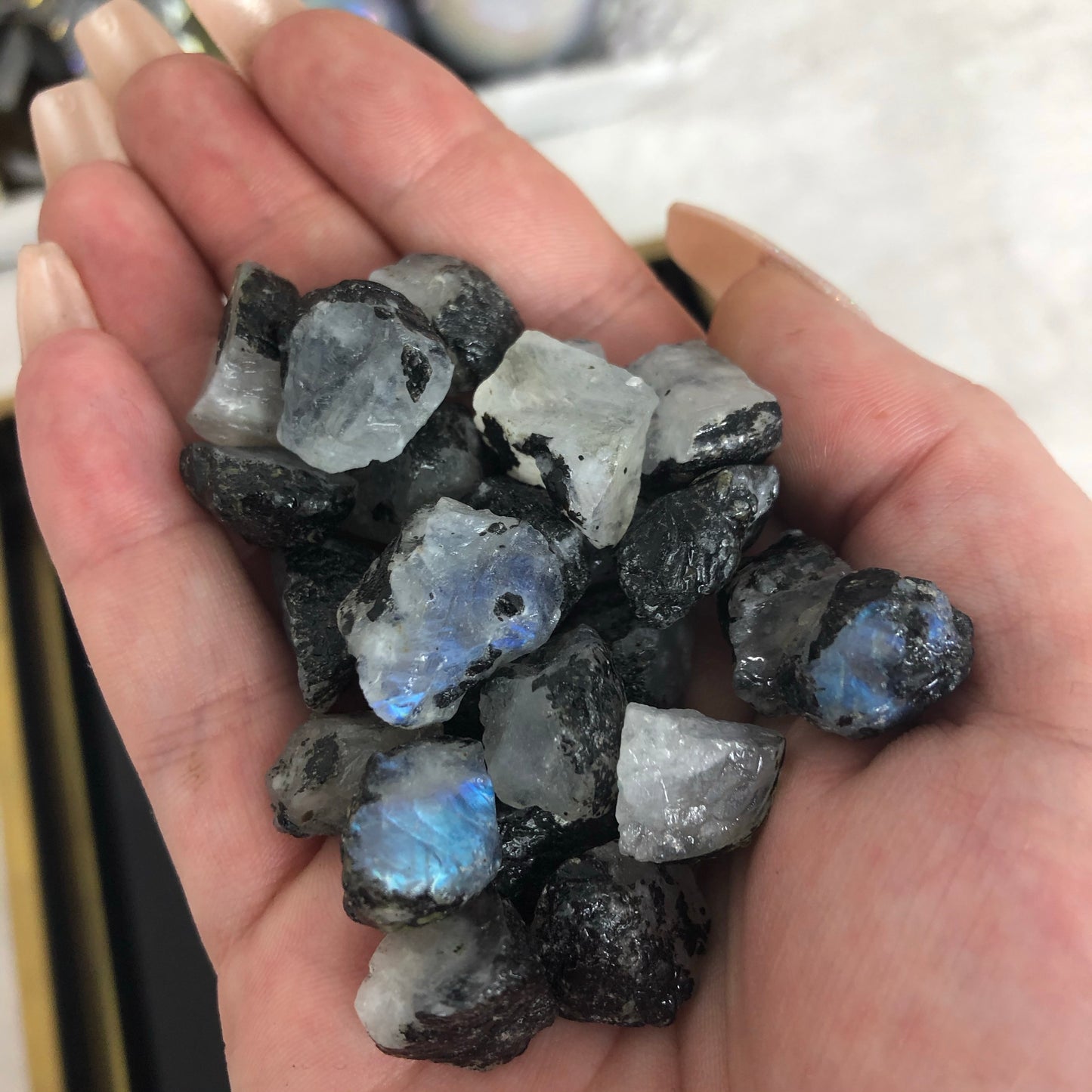 Raw High Quality Rainbow Moonstone with amazing flashes!!