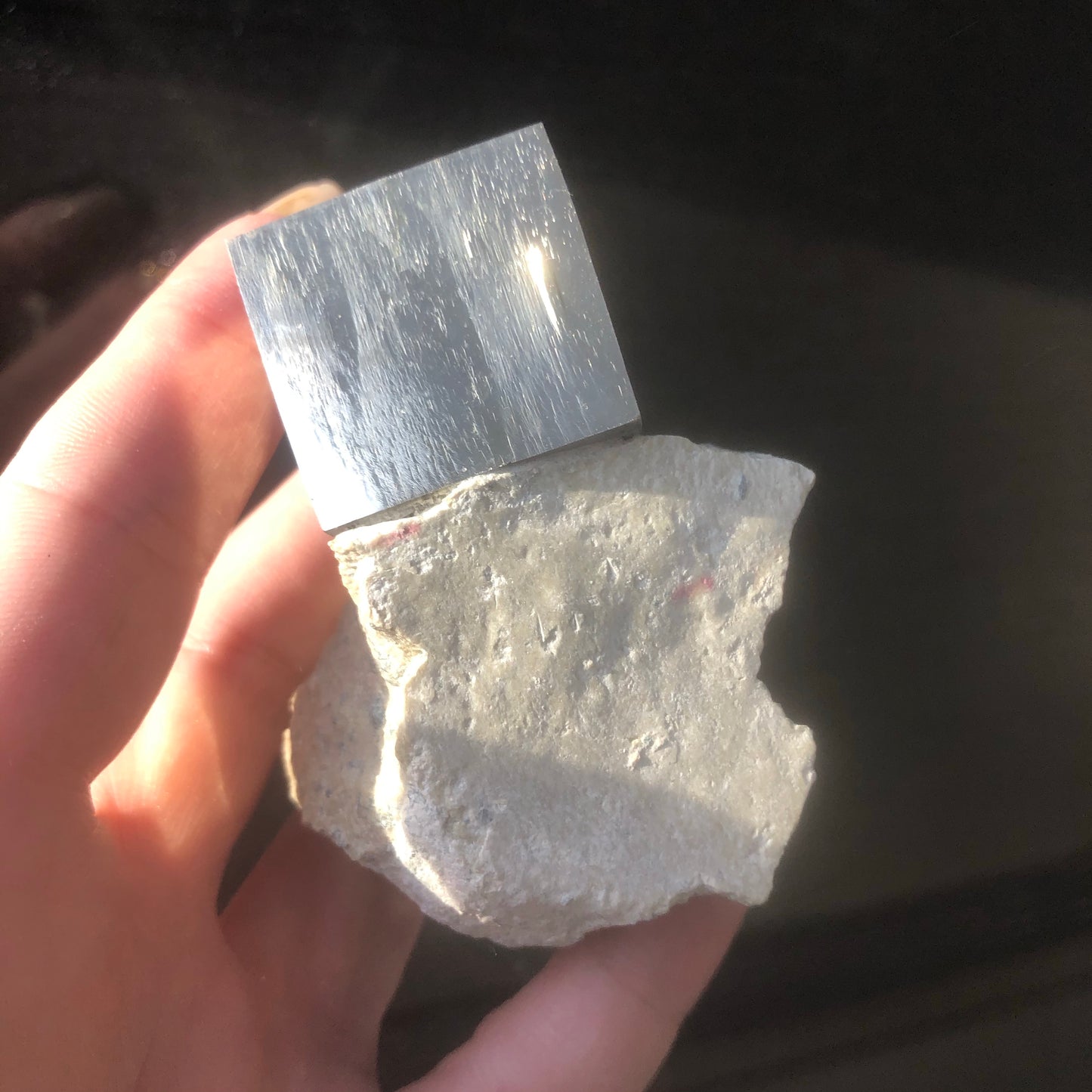 Natural Pyrite Cube on Matrix