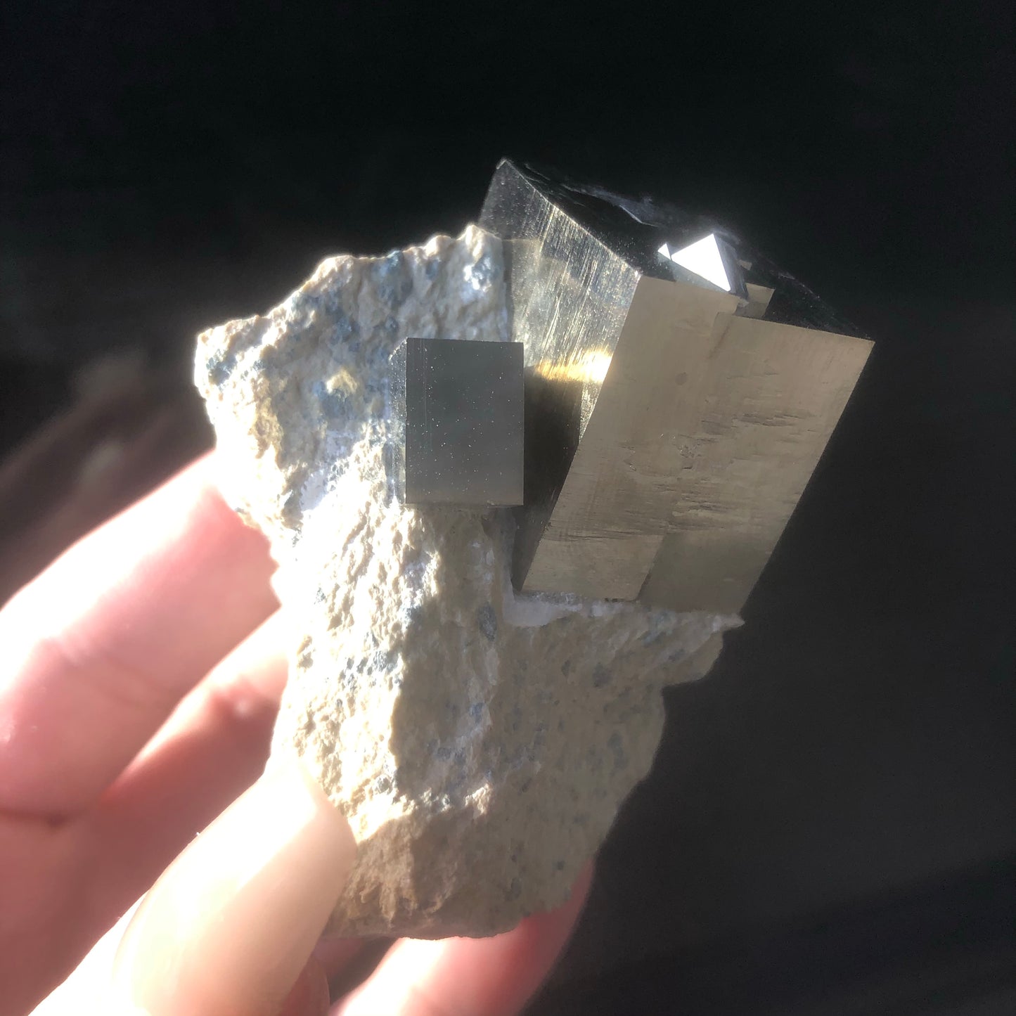 Natural Pyrite Cube on Matrix