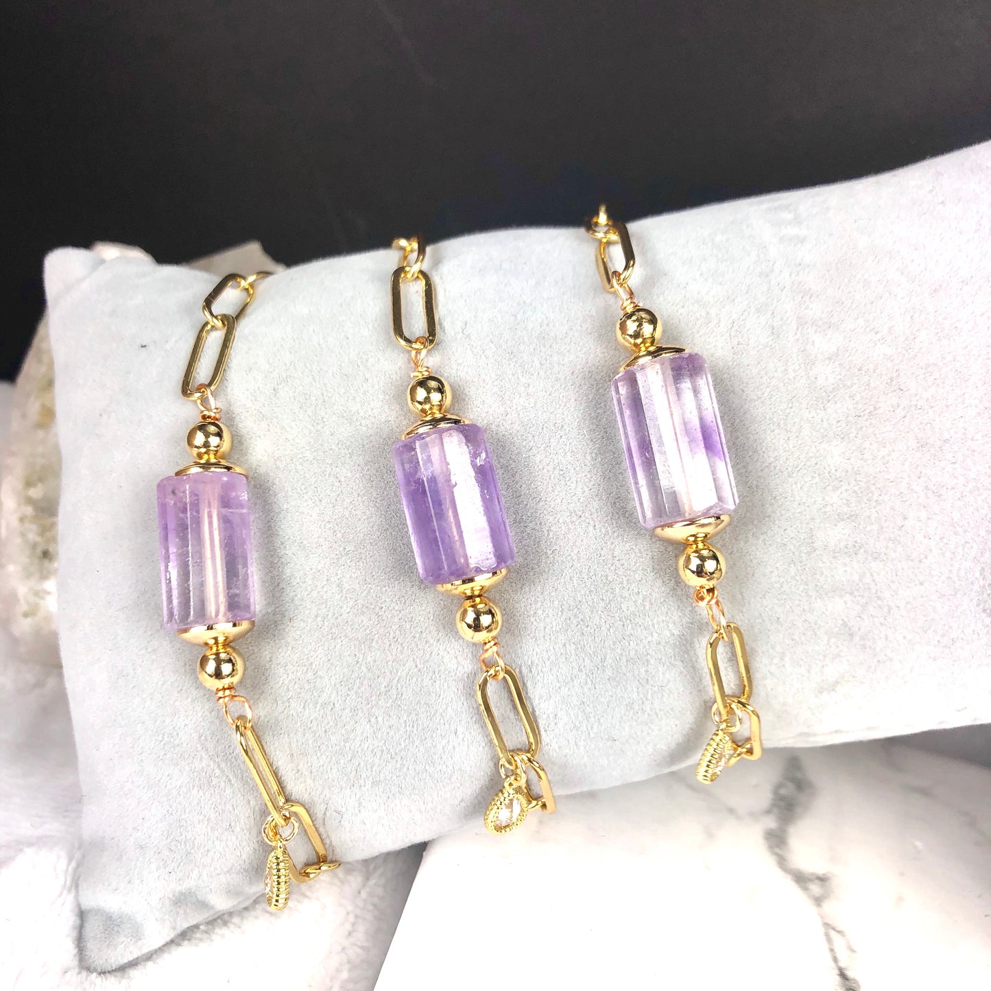 Gold Charm Amethyst Bracelet