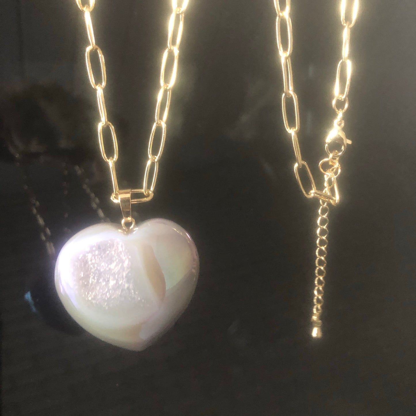 Angel Aura Agate Druzy Heart Necklace