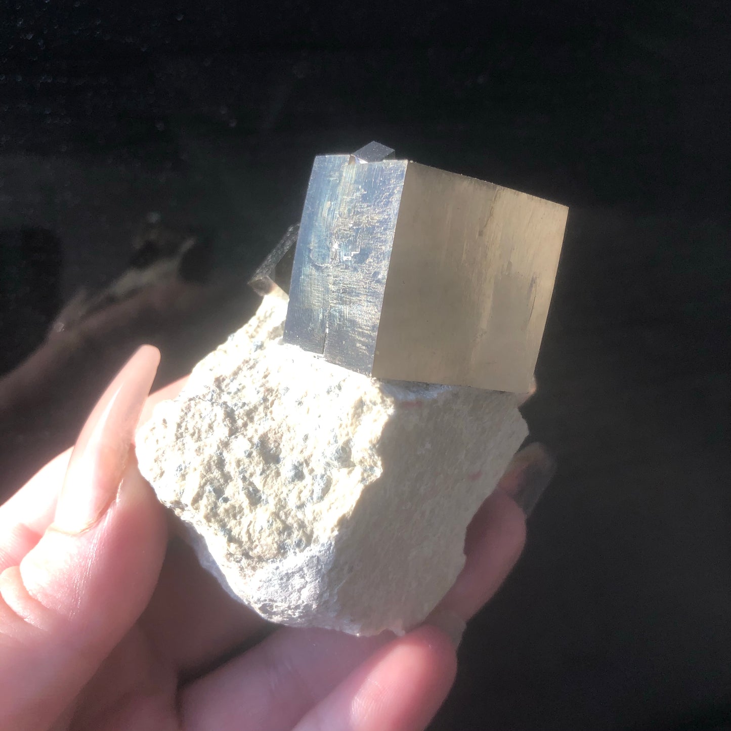 Natural Pyrite Cube on Matrix