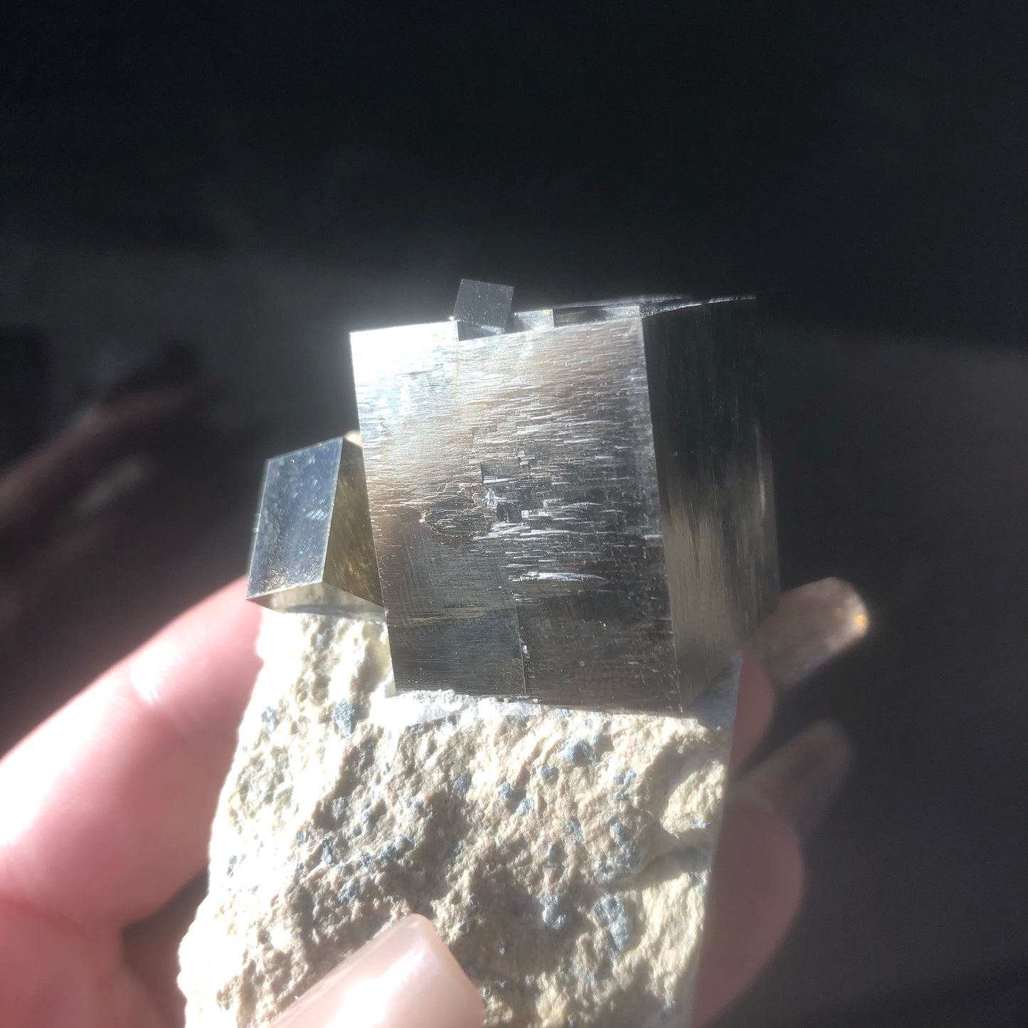 Natural Pyrite Cube on Matrix