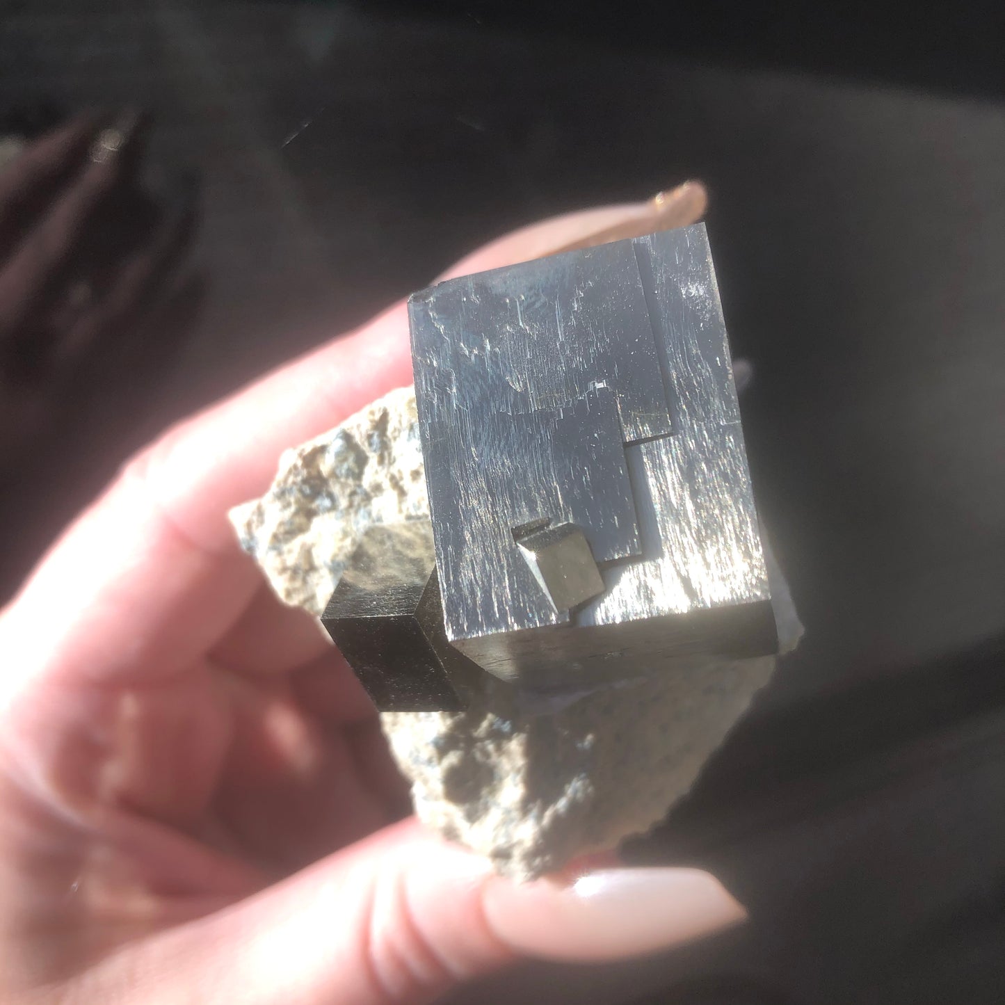Natural Pyrite Cube on Matrix