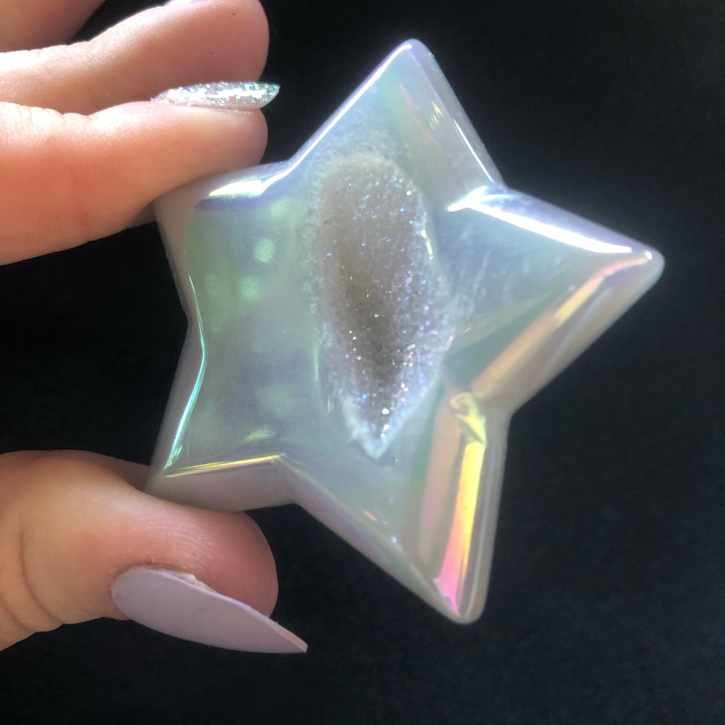 Aura Agate Star with Druzy