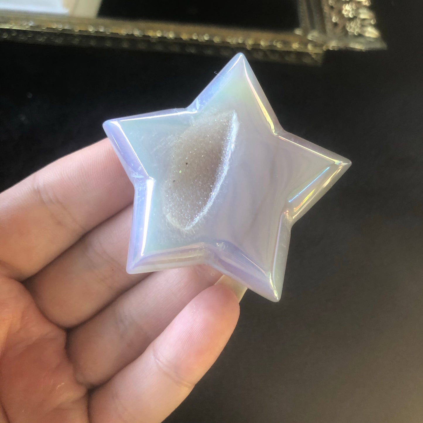 Aura Agate Star with Druzy
