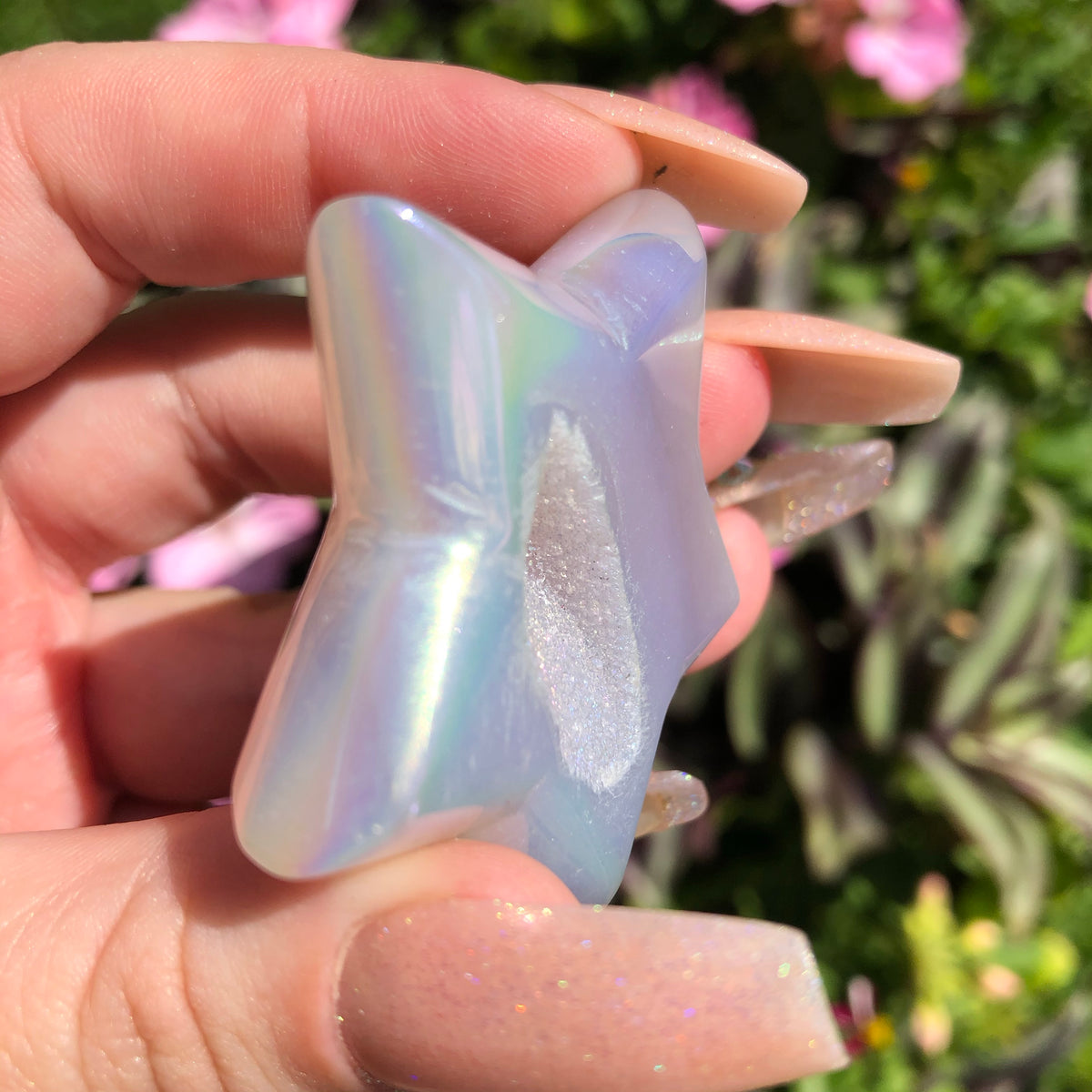 Aura Agate Star with Druzy