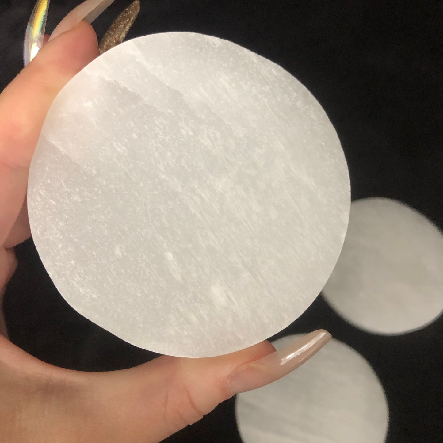 Selenite Round Charging Plate