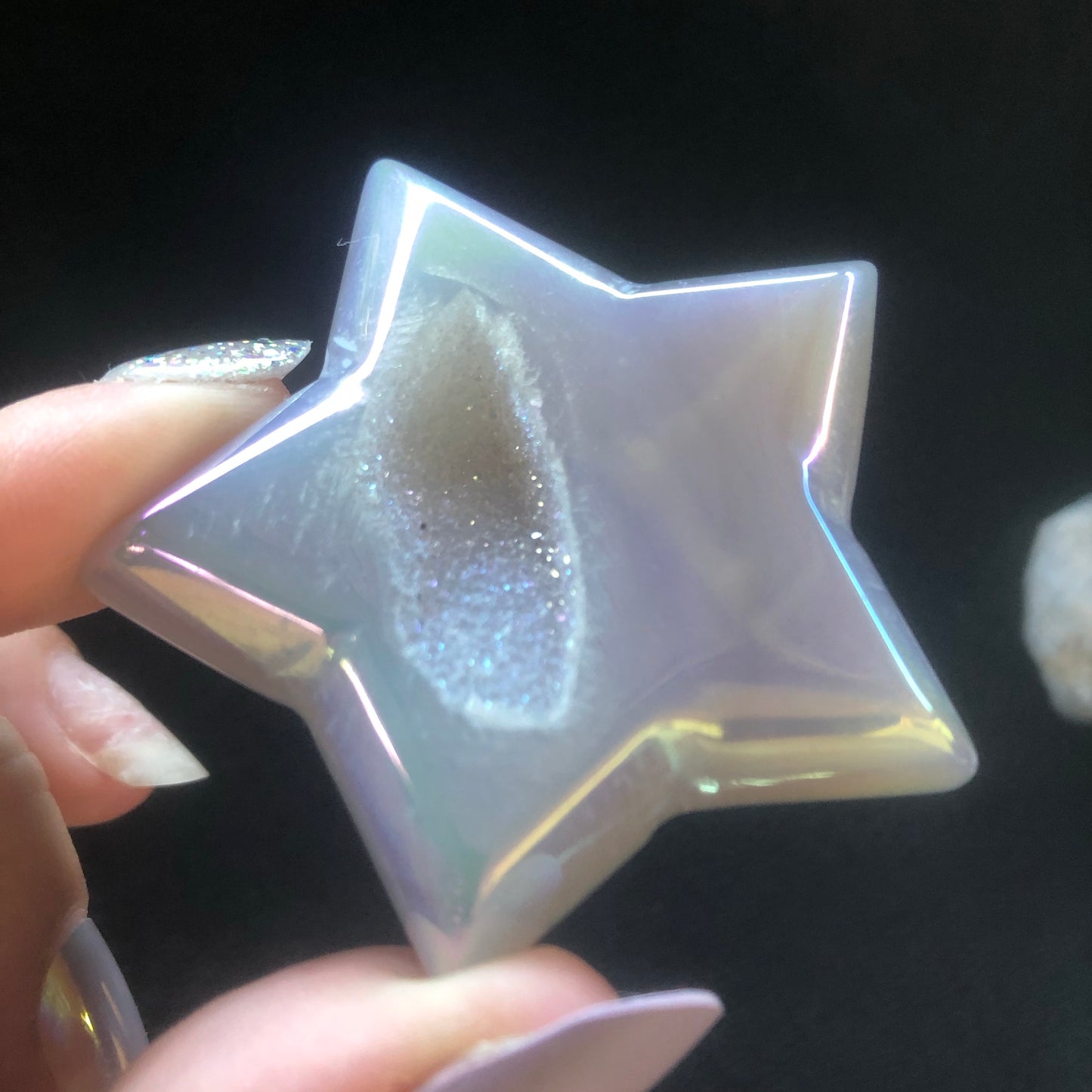 Aura Agate Star with Druzy