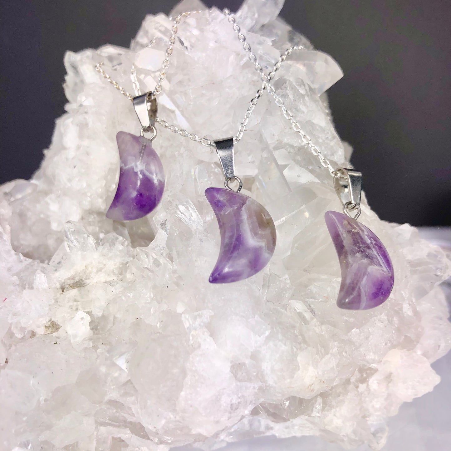 BLESSED BY THE MOON - Chevron Amethyst moon Necklace