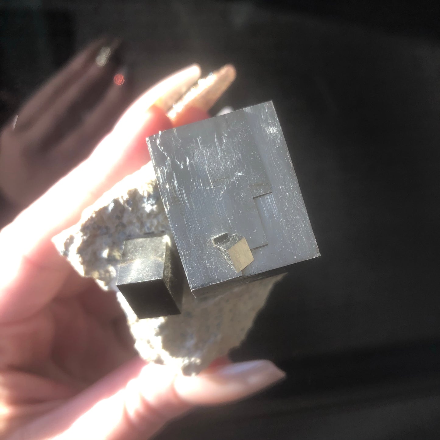Natural Pyrite Cube on Matrix