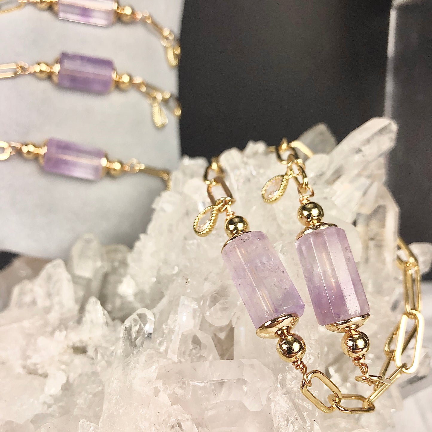 Gold Charm Amethyst Bracelet
