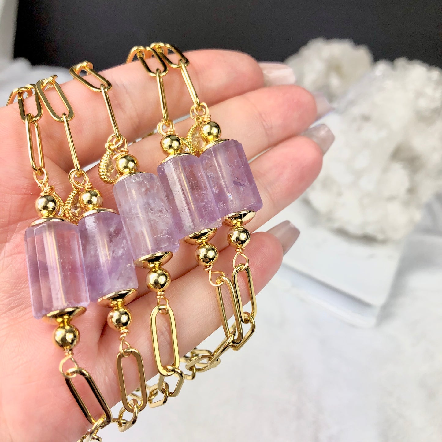 Gold Charm Amethyst Bracelet