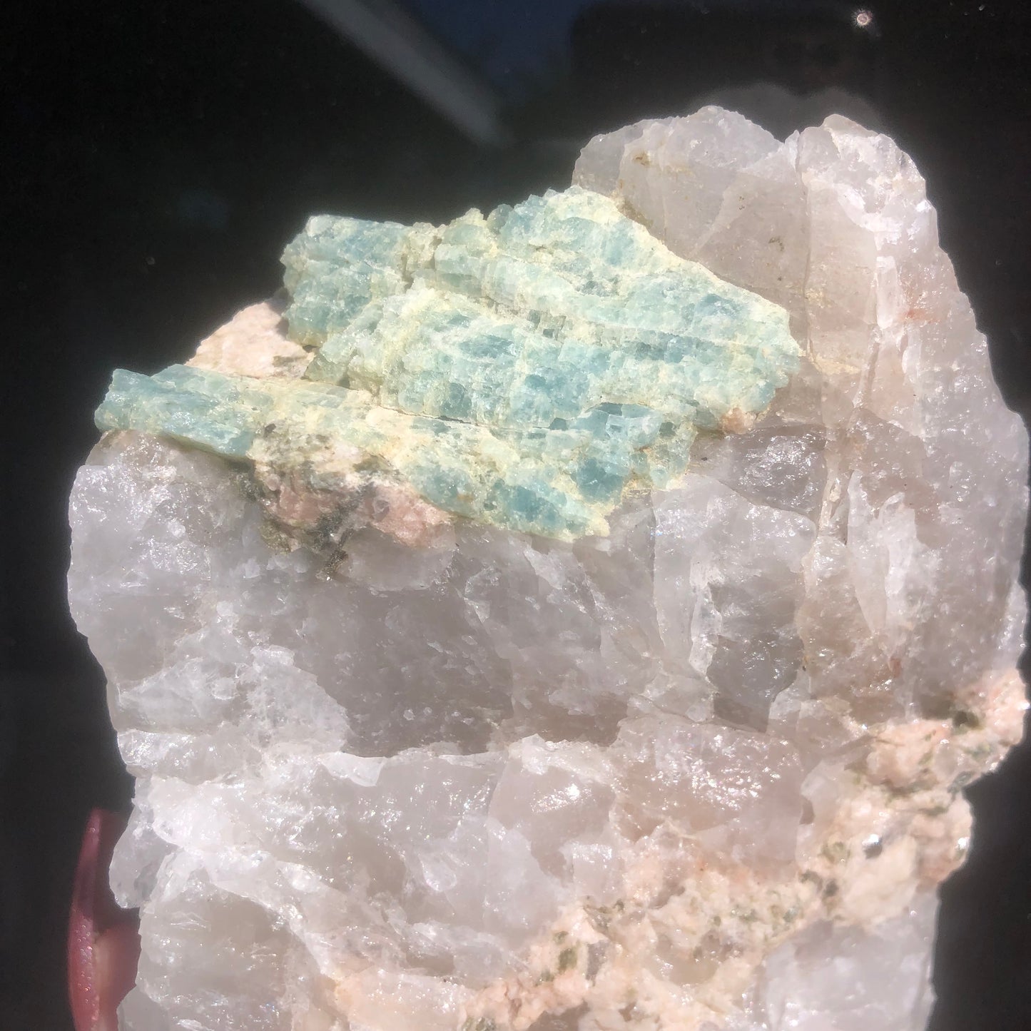 Large Genuine Aquamarine in Quartz Matrix from Brazil