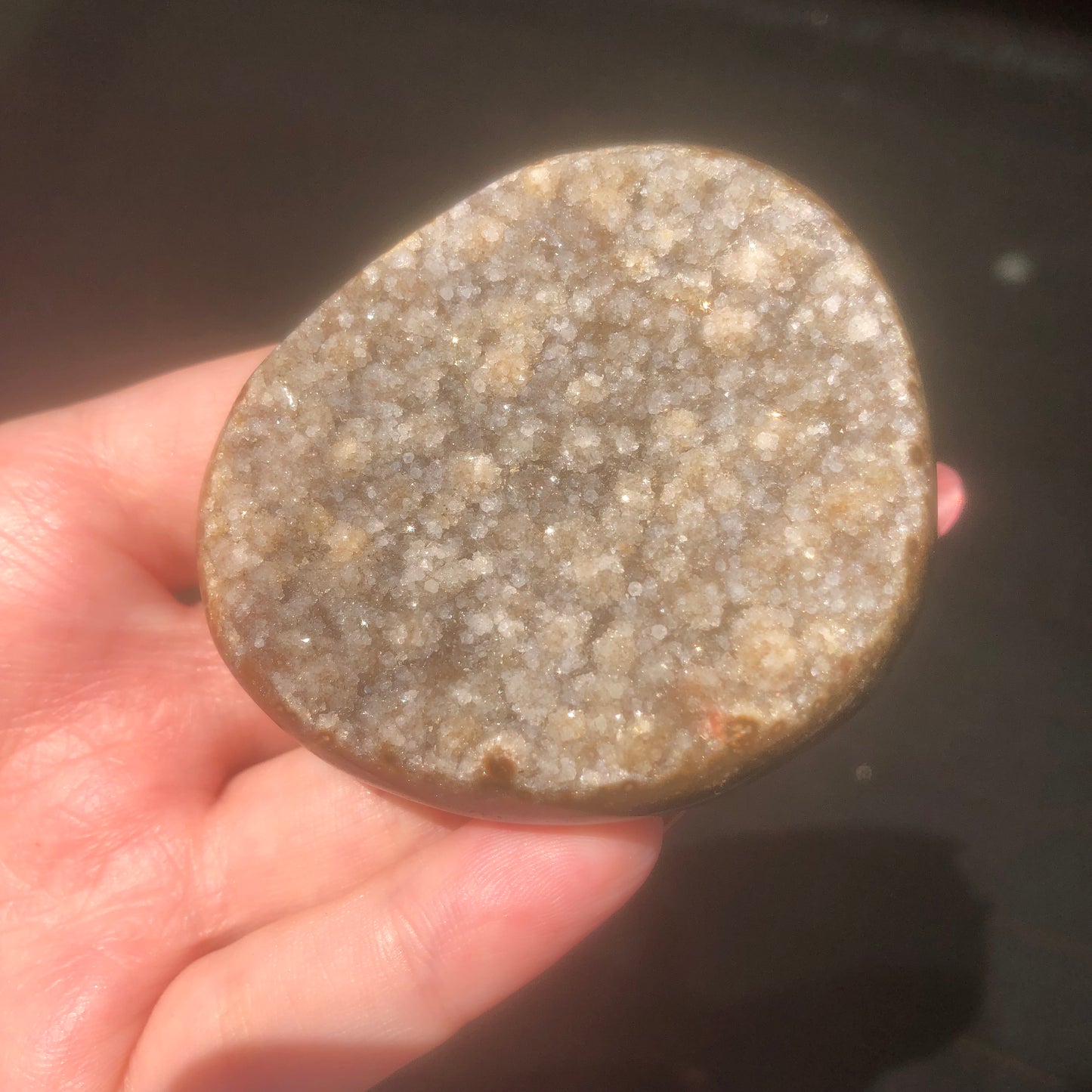 Rare Brown Rainbow Uruguay Amethyst Palmstone