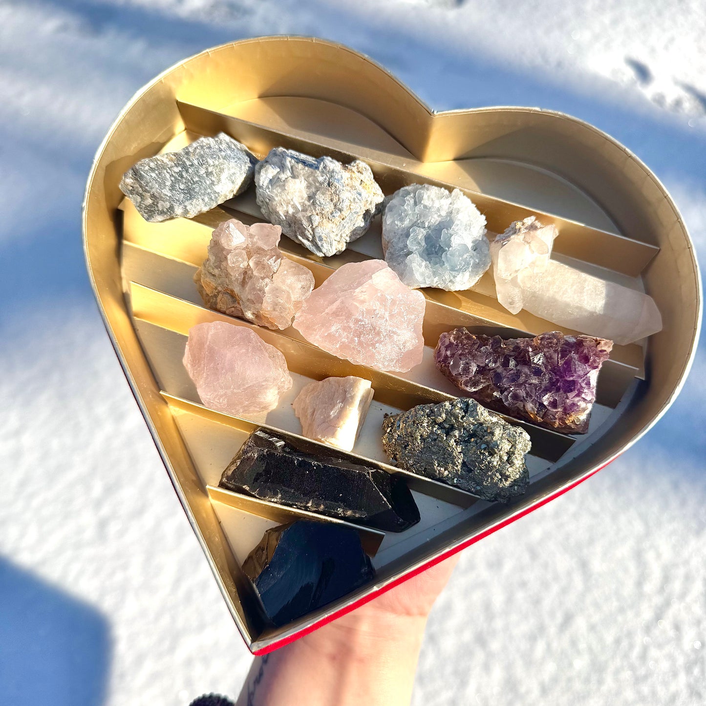 Large Velvet Heart Valentine Crystal Box Gift Set