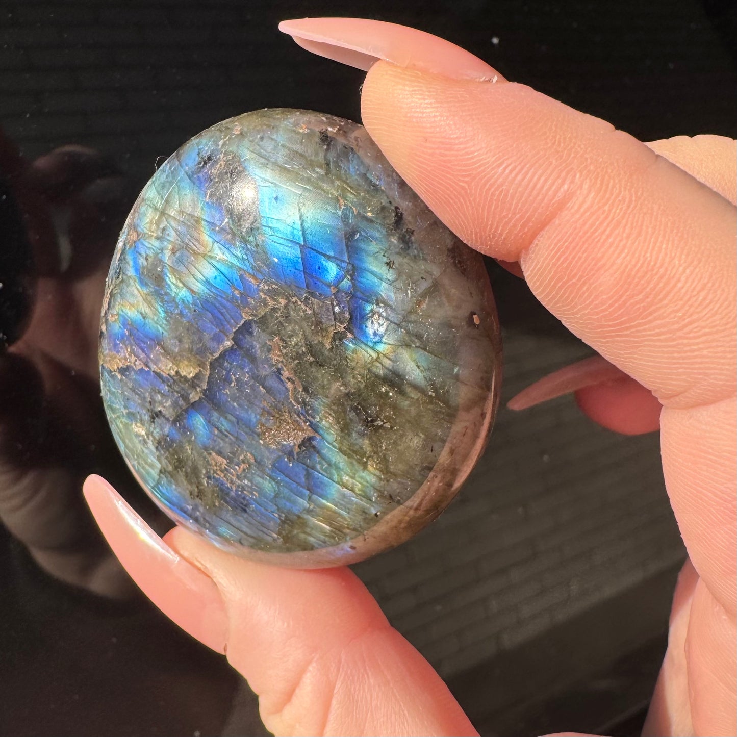 Extra Flashy Labradorite Palmstone