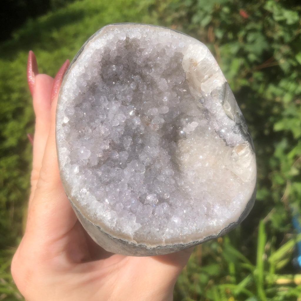 Natural Gray Druzy Amethyst with Calcite
