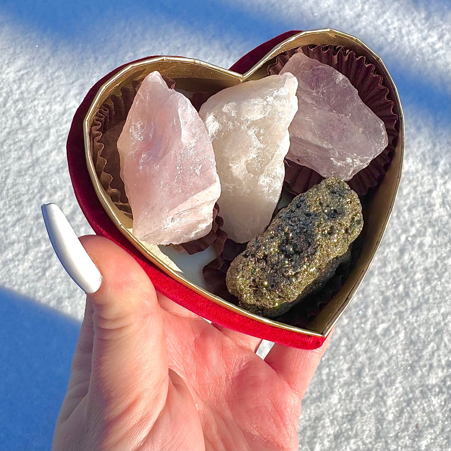 Velvet Heart Valentine Crystal Cluster Gift Set