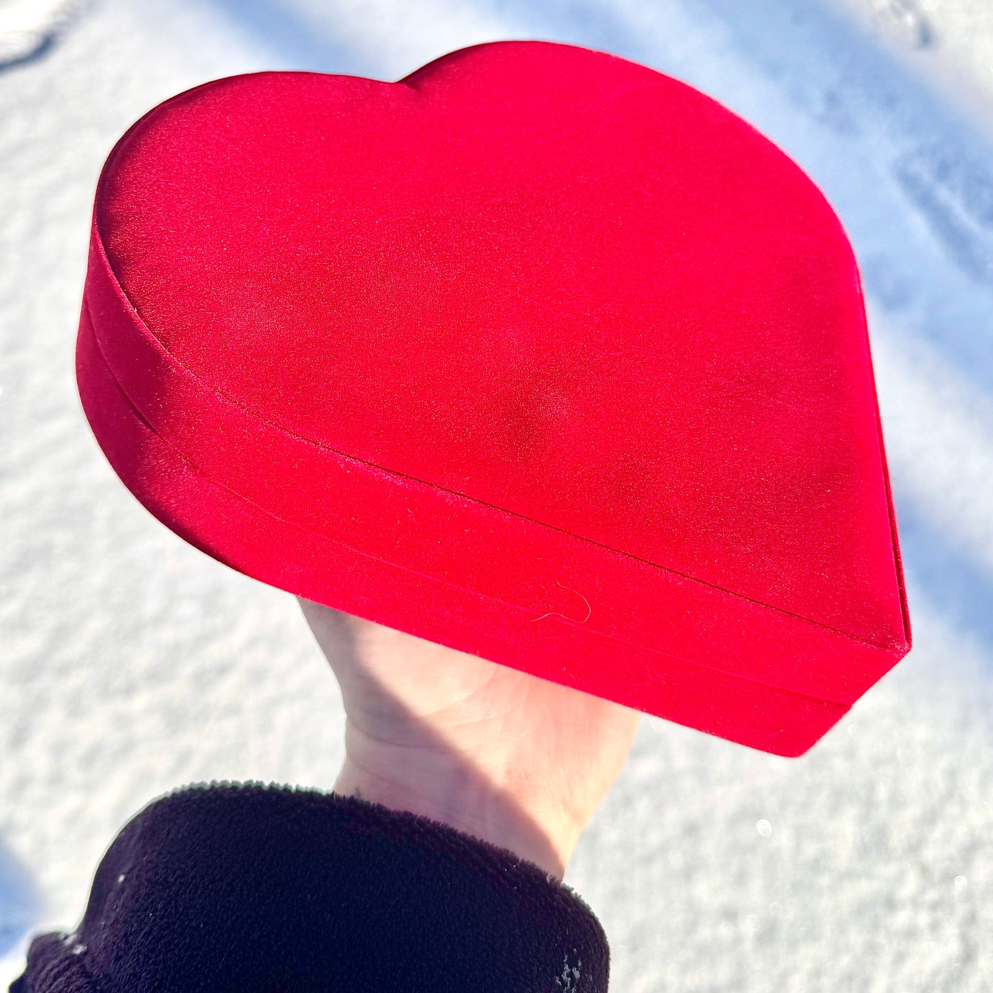 Large Velvet Heart Valentine Crystal Box Gift Set