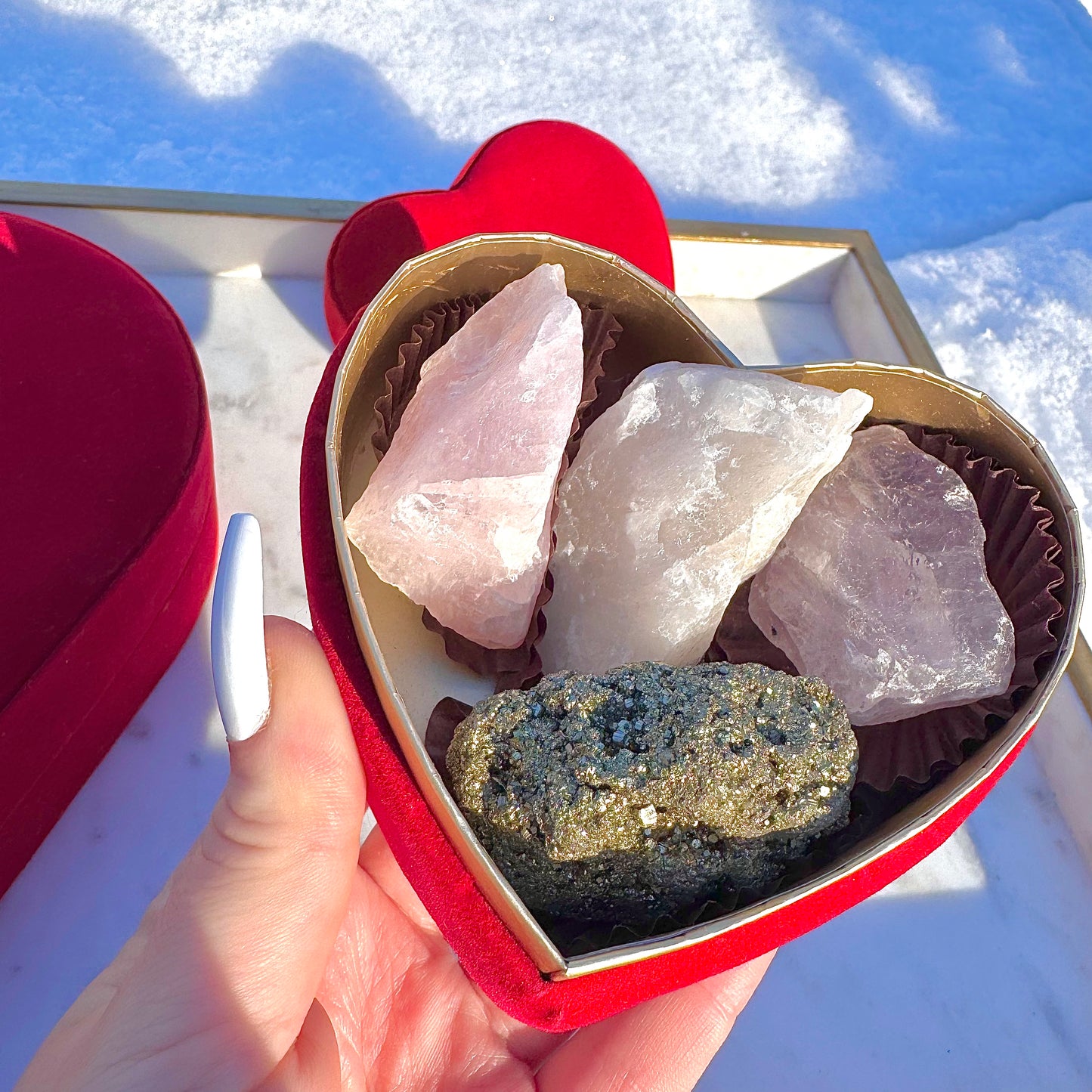 Velvet Heart Valentine Crystal Cluster Gift Set