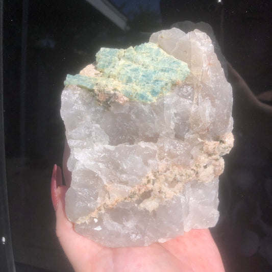 Large Genuine Aquamarine in Quartz Matrix from Brazil