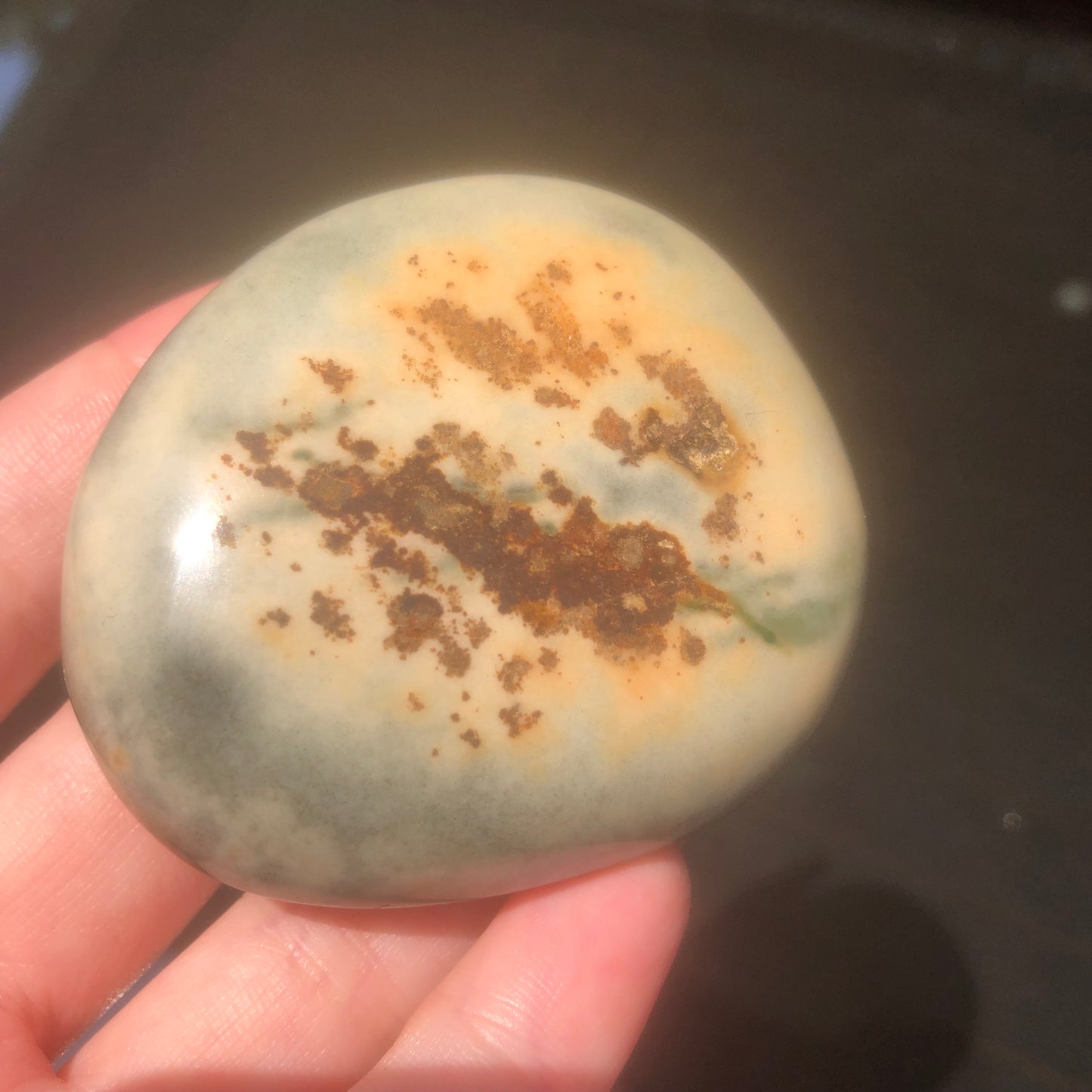 Rare Brown Rainbow Uruguay Amethyst Palmstone