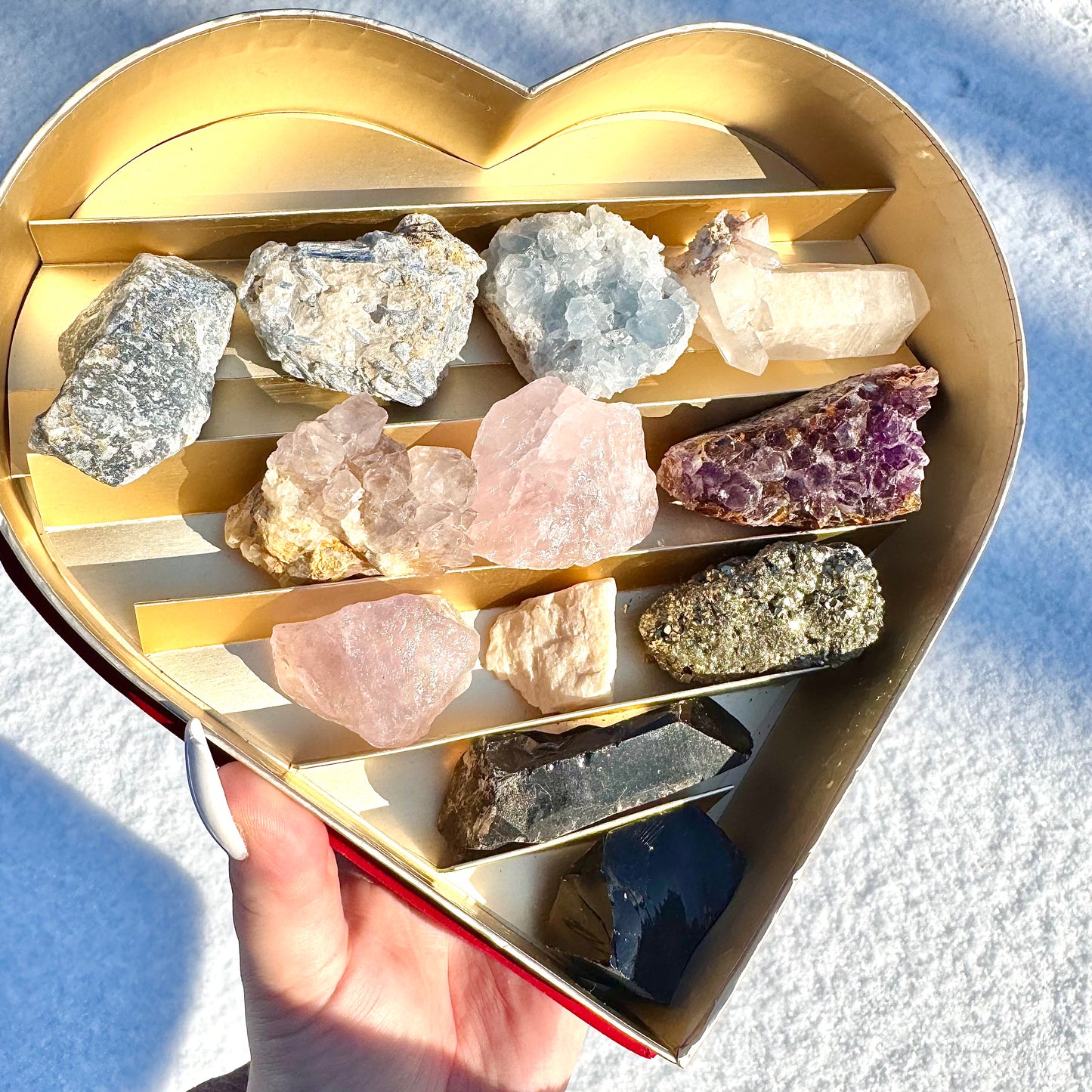 Large Velvet Heart Valentine Crystal Box Gift Set