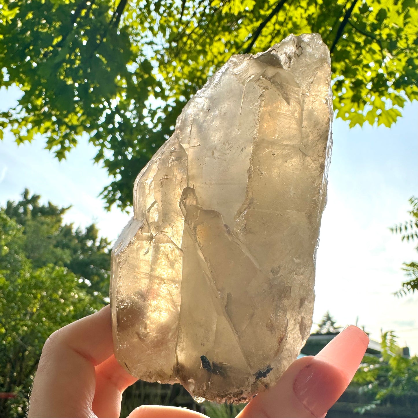 Rare Green Tourmaline in Natural Citrine Matrix Specimen from Brazil