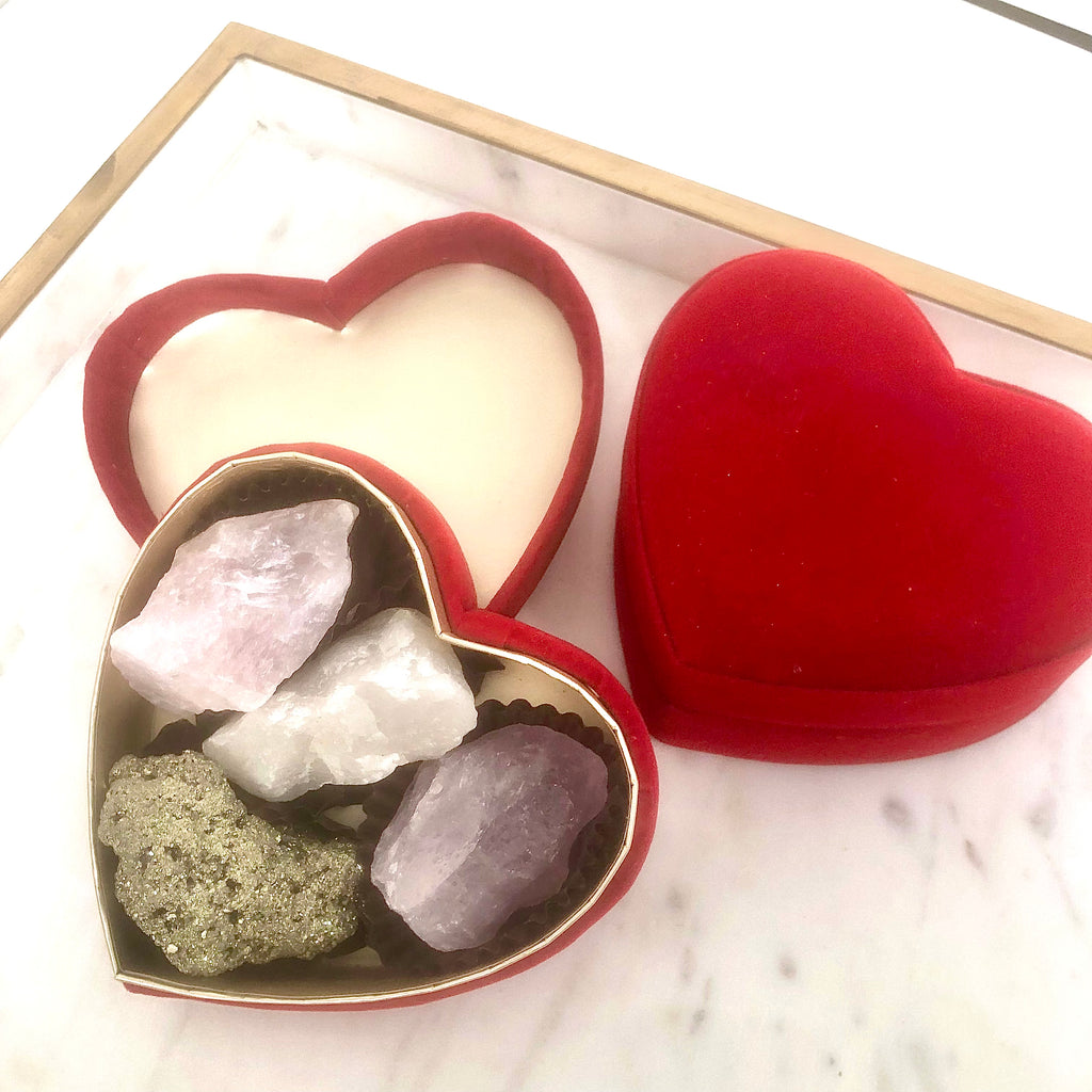 Velvet Heart Valentine Crystal Cluster Box