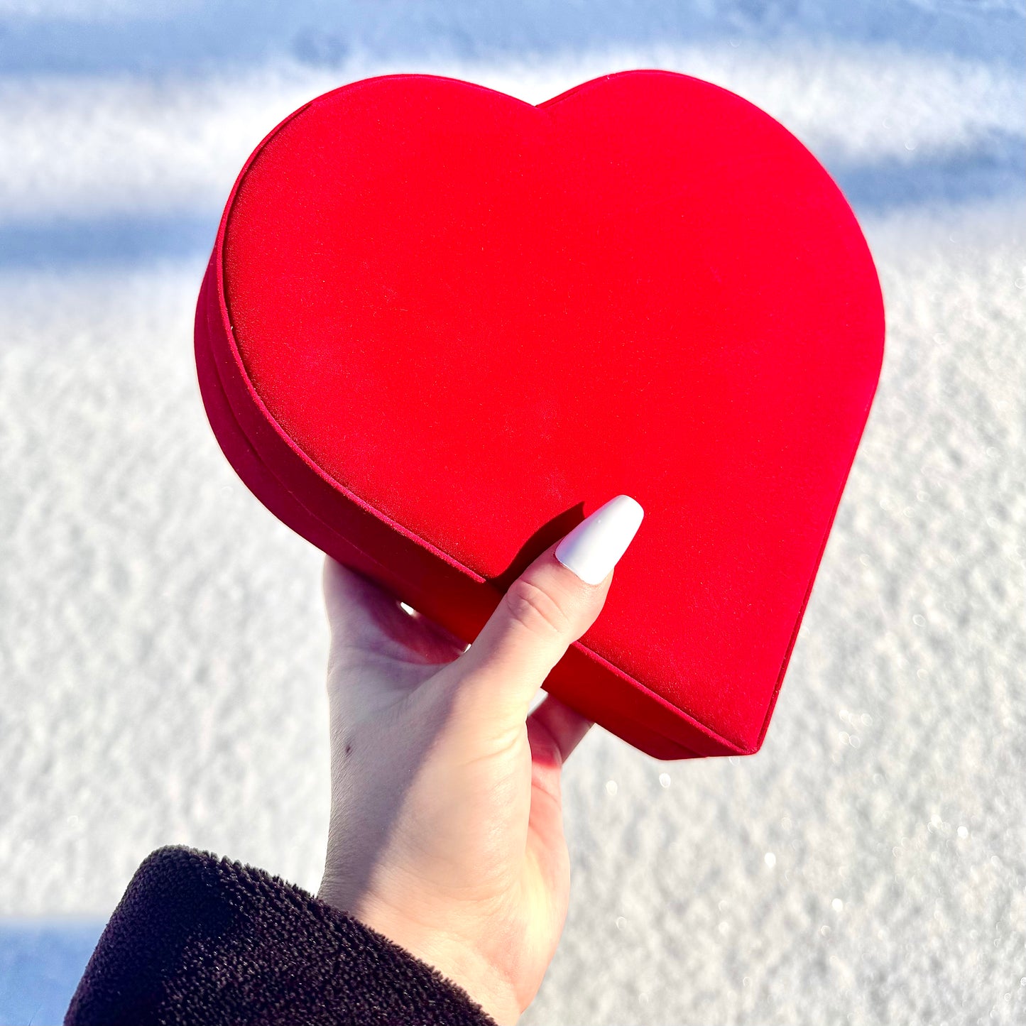 Large Velvet Heart Valentine Crystal Box Gift Set