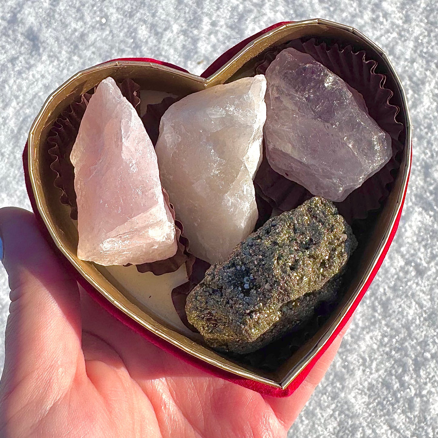 Velvet Heart Valentine Crystal Cluster Gift Set