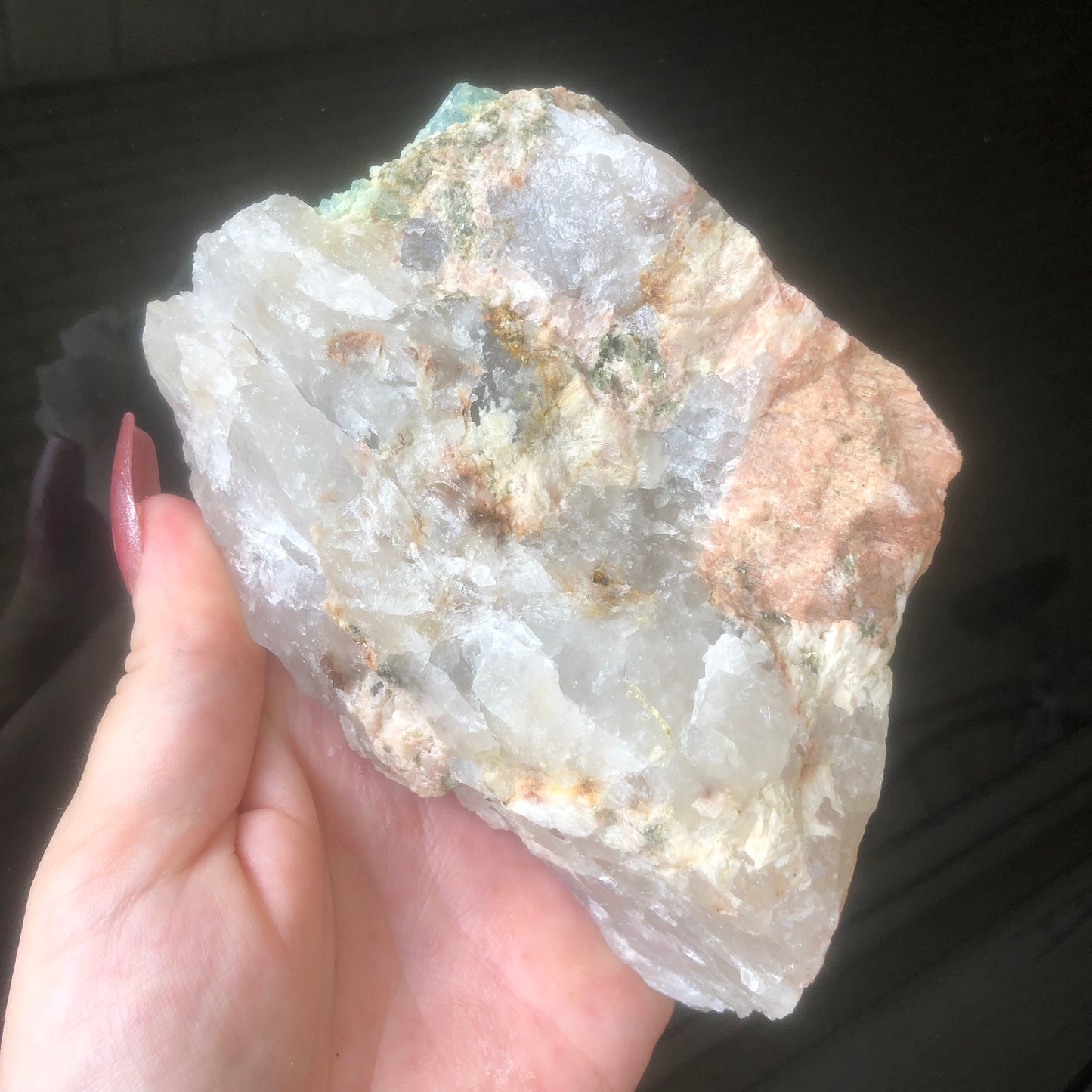 Large Genuine Aquamarine in Quartz Matrix from Brazil