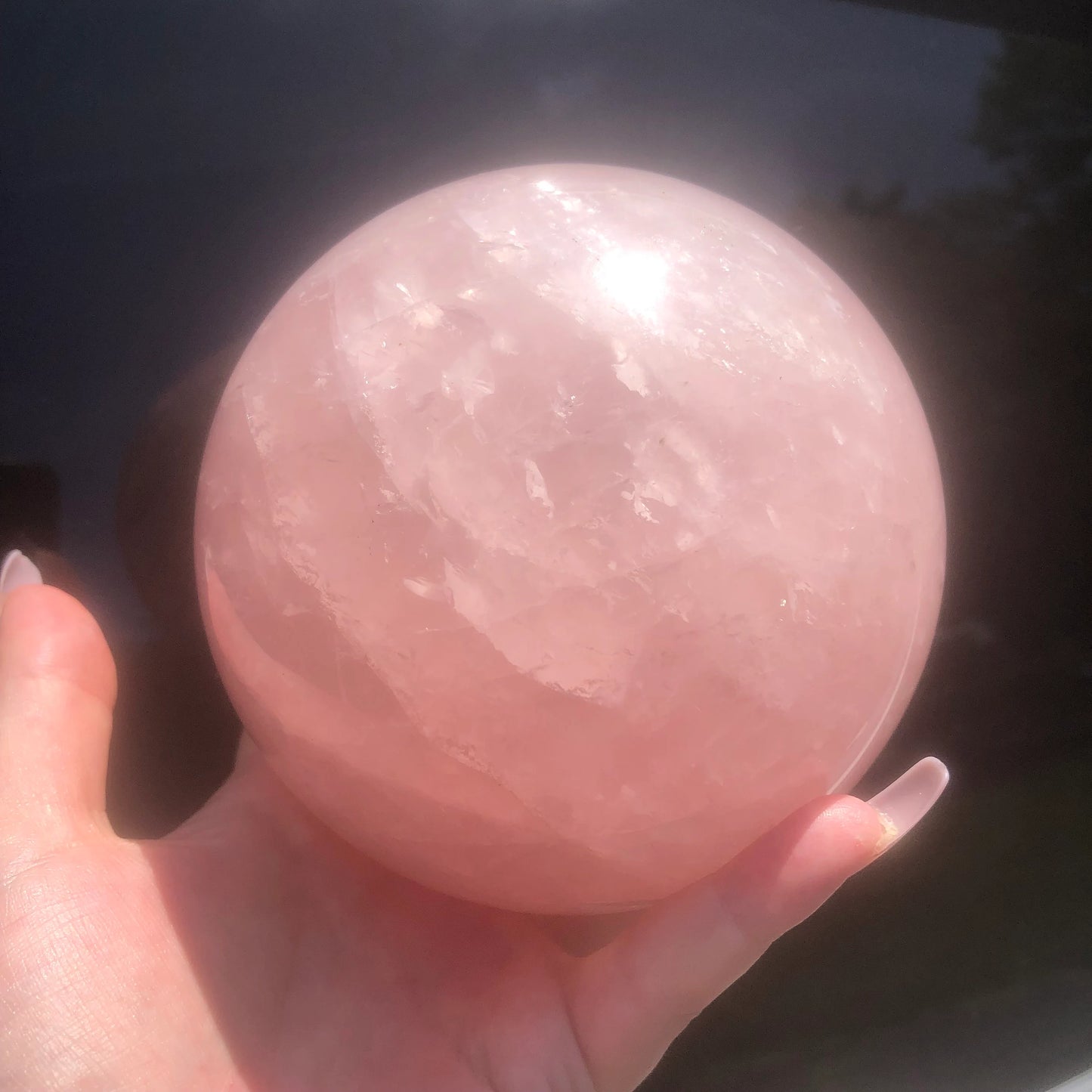 XL High Grade Rose Quartz Sphere with Rainbows